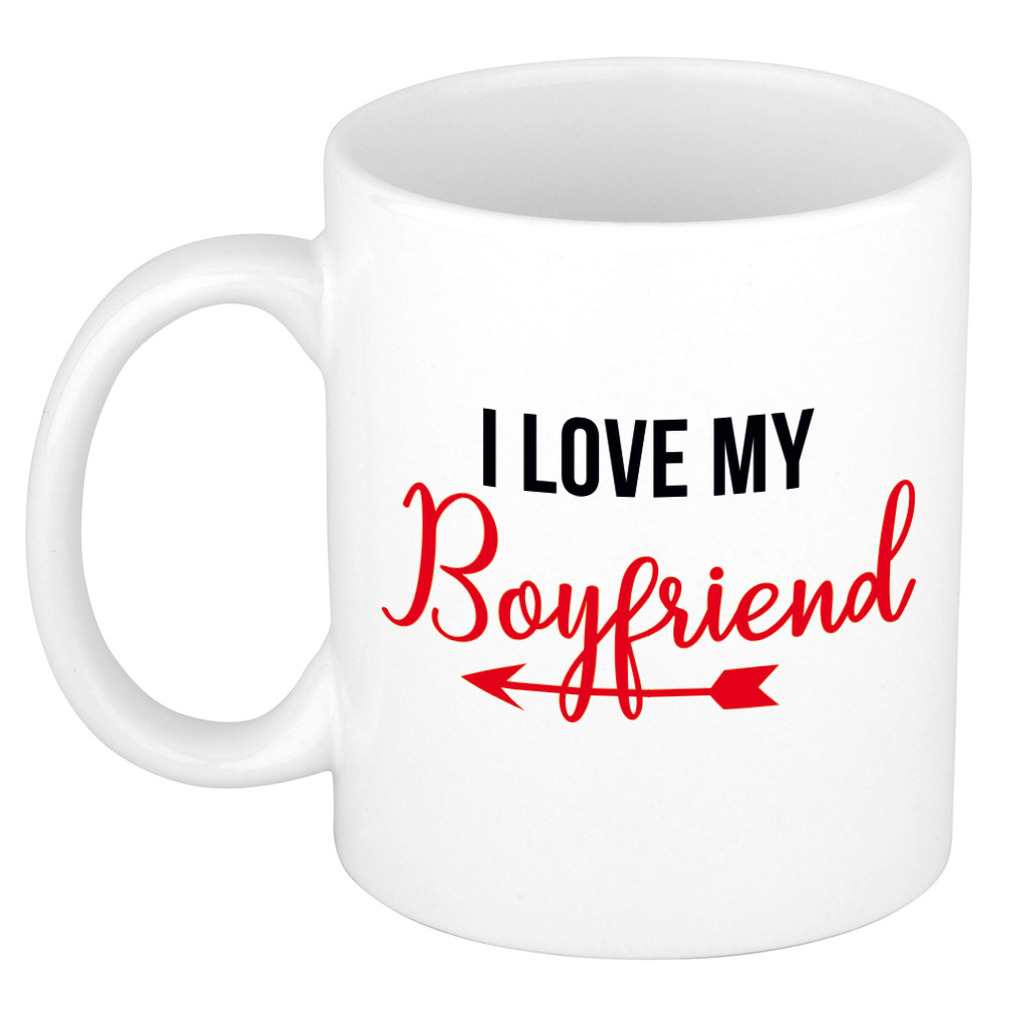 I love my boyfriend cadeau mok / beker wit voor Valentijnsdag 300 ml -