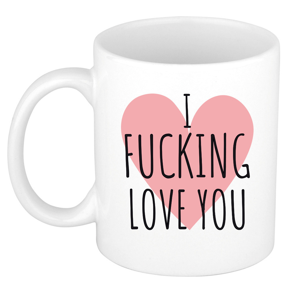 I fucking love you cadeau mok / beker wit met hartje voor Valentijnsdag 300 ml -