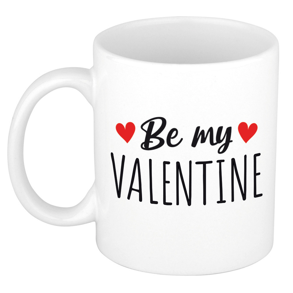 Be my valentine cadeau mok / beker wit voor Valentijnsdag 300 ml -