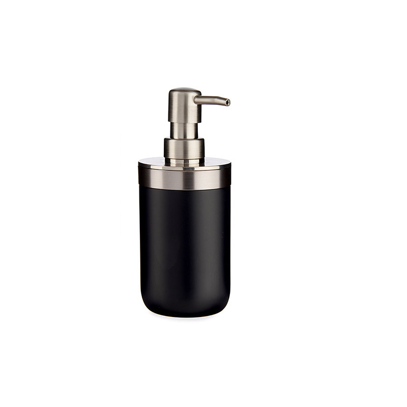 Zeeppompje/dispenser roestvrij metaal zwart/zilver 350 ml met formaat 9 x 8 x 17 cm -