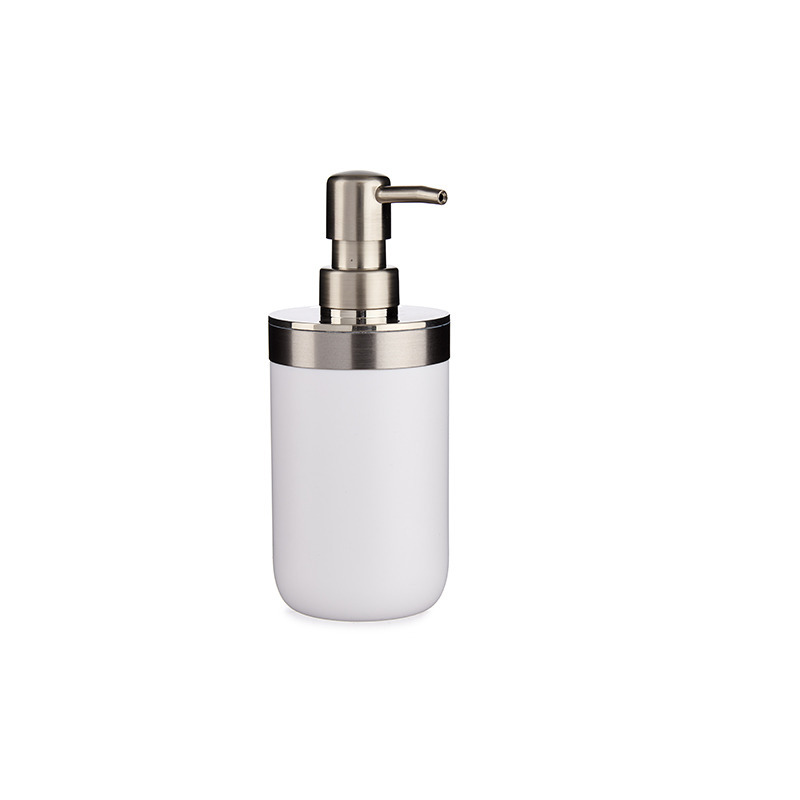 Zeeppompje/dispenser roestvrij metaal wit/zilver 350 ml met formaat 9 x 8 x 17 cm -