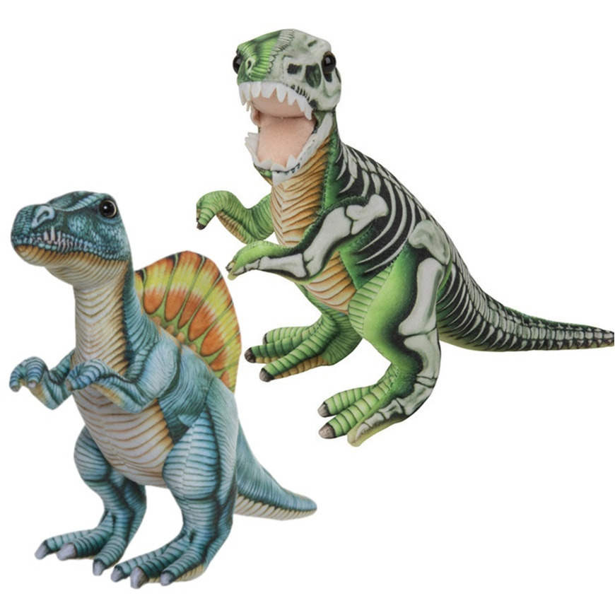 Speelgoed set van 2x pluche dino knuffels T-Rex en Stegosaurus van 30 cm -