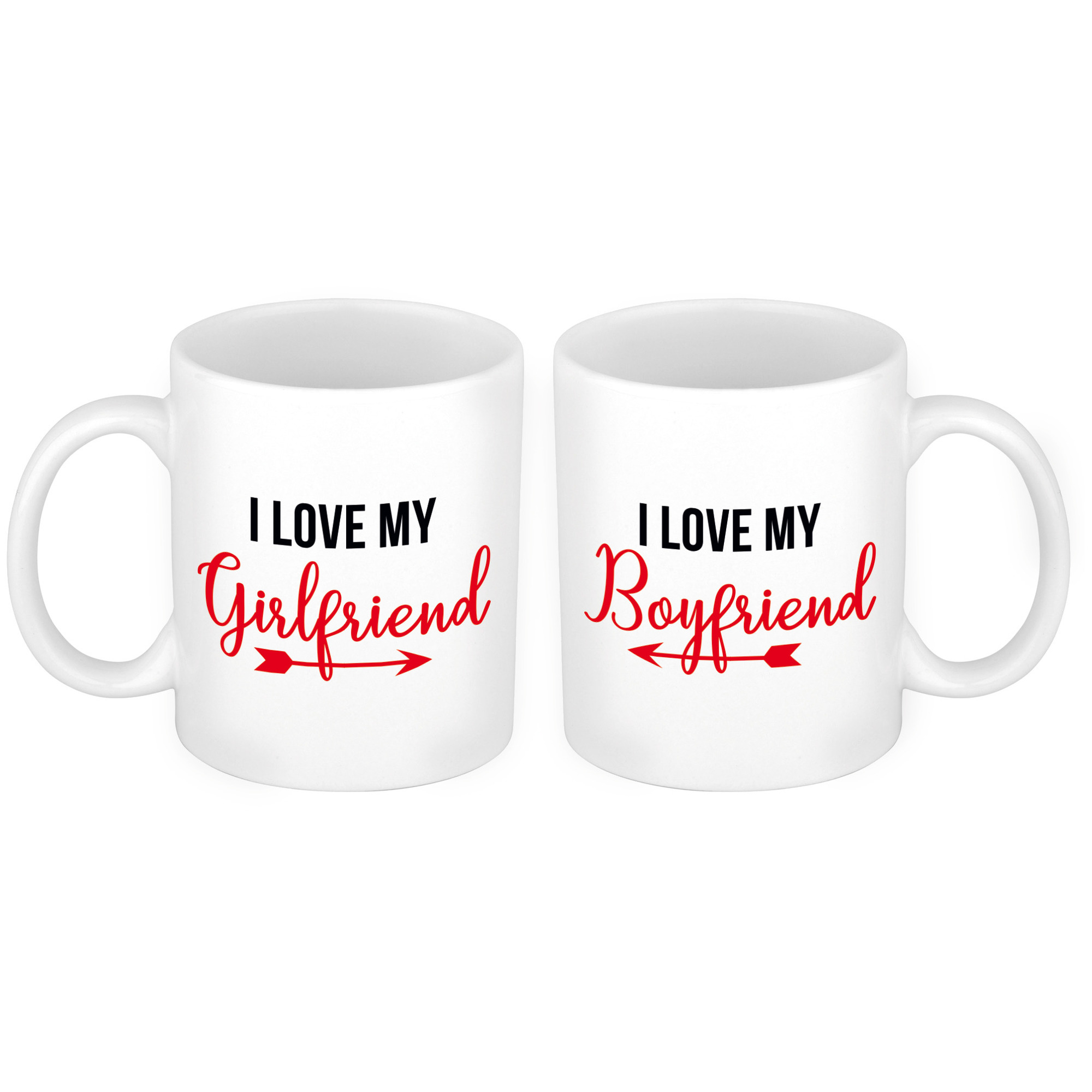 I love my girlfriend and boyfriend cadeau beker set voor Valentijnsdag 300 ml -