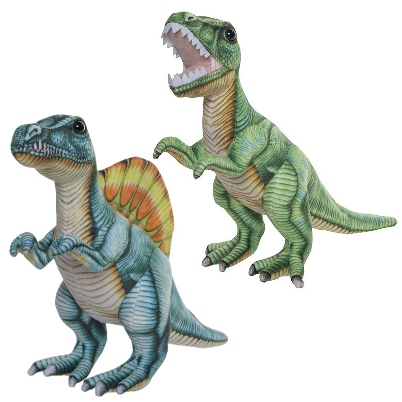 Speelgoed set van 2x pluche dino knuffels T-Rex en Stegosaurus van 30 cm -