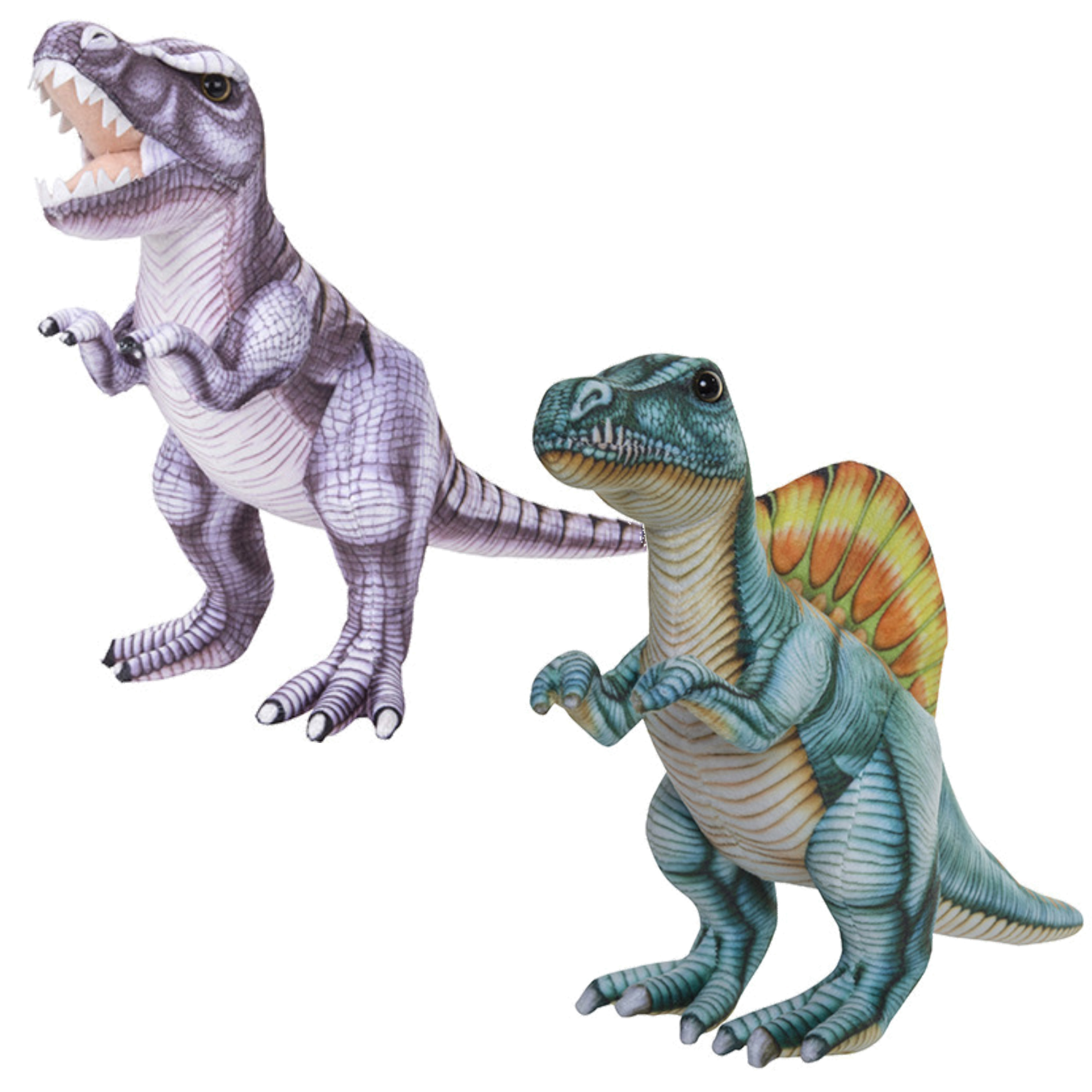 Speelgoed set van 2x pluche dino knuffels T-Rex en Stegosaurus van 30 cm -