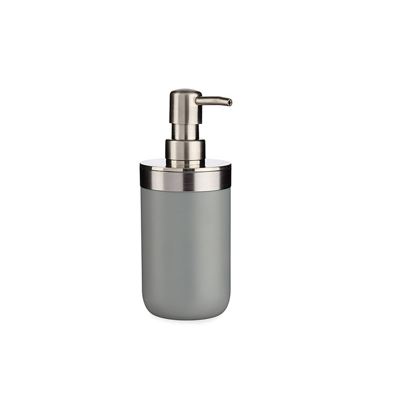 Zeeppompje/dispenser roestvrij metaal grijs/zilver 350 ml met formaat 9 x 8 x 17 cm -