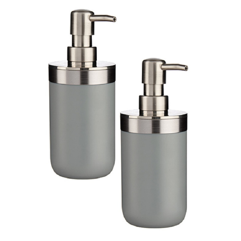 3x stuks zeeppompje/dispenser roestvrij metaal grijs/zilver 350 ml met formaat 9 x 8 x 17 cm -