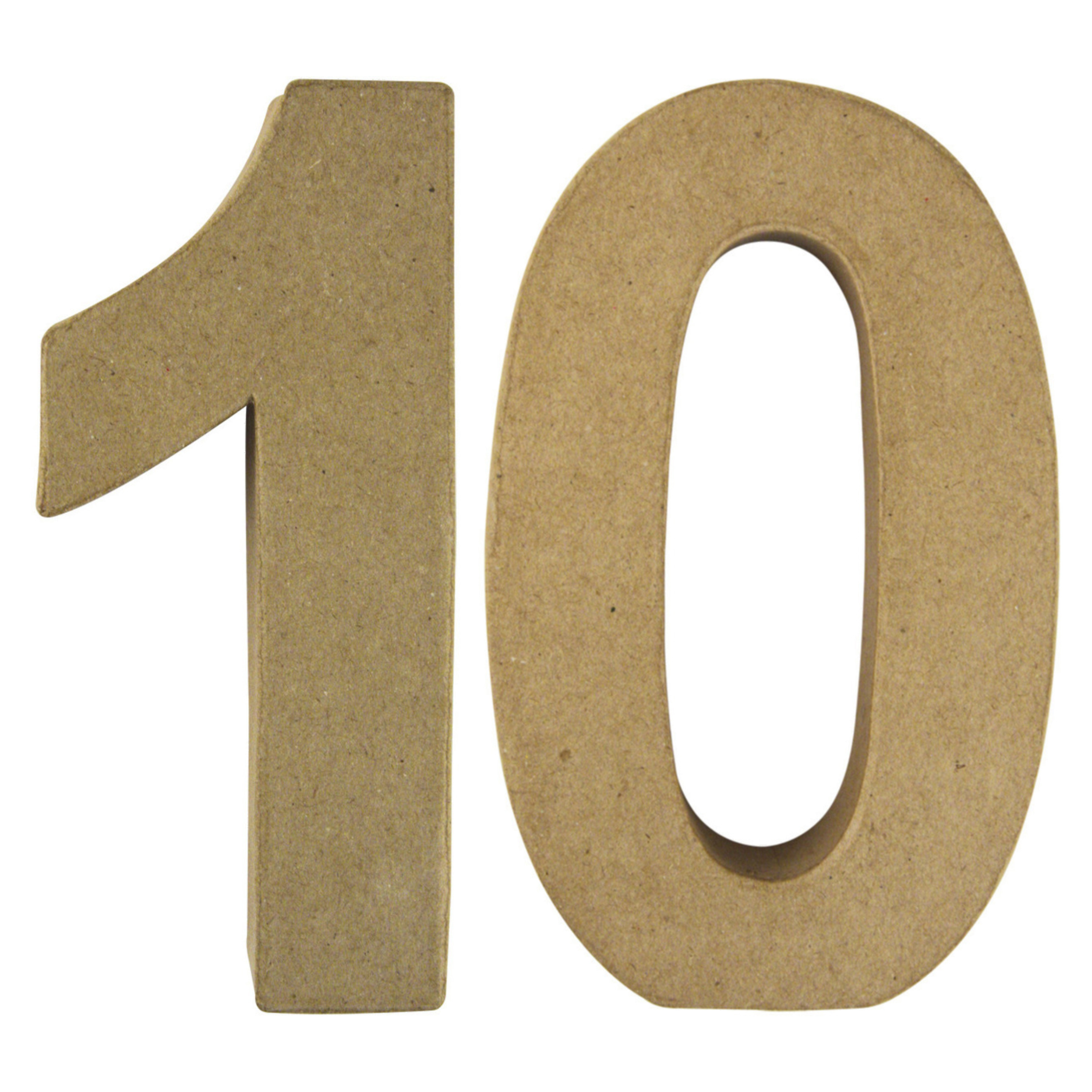 Leeftijd 10 jaar Papier mache 3D hobby knutsel cijfers setje van 15 x 9 x 3 cm -