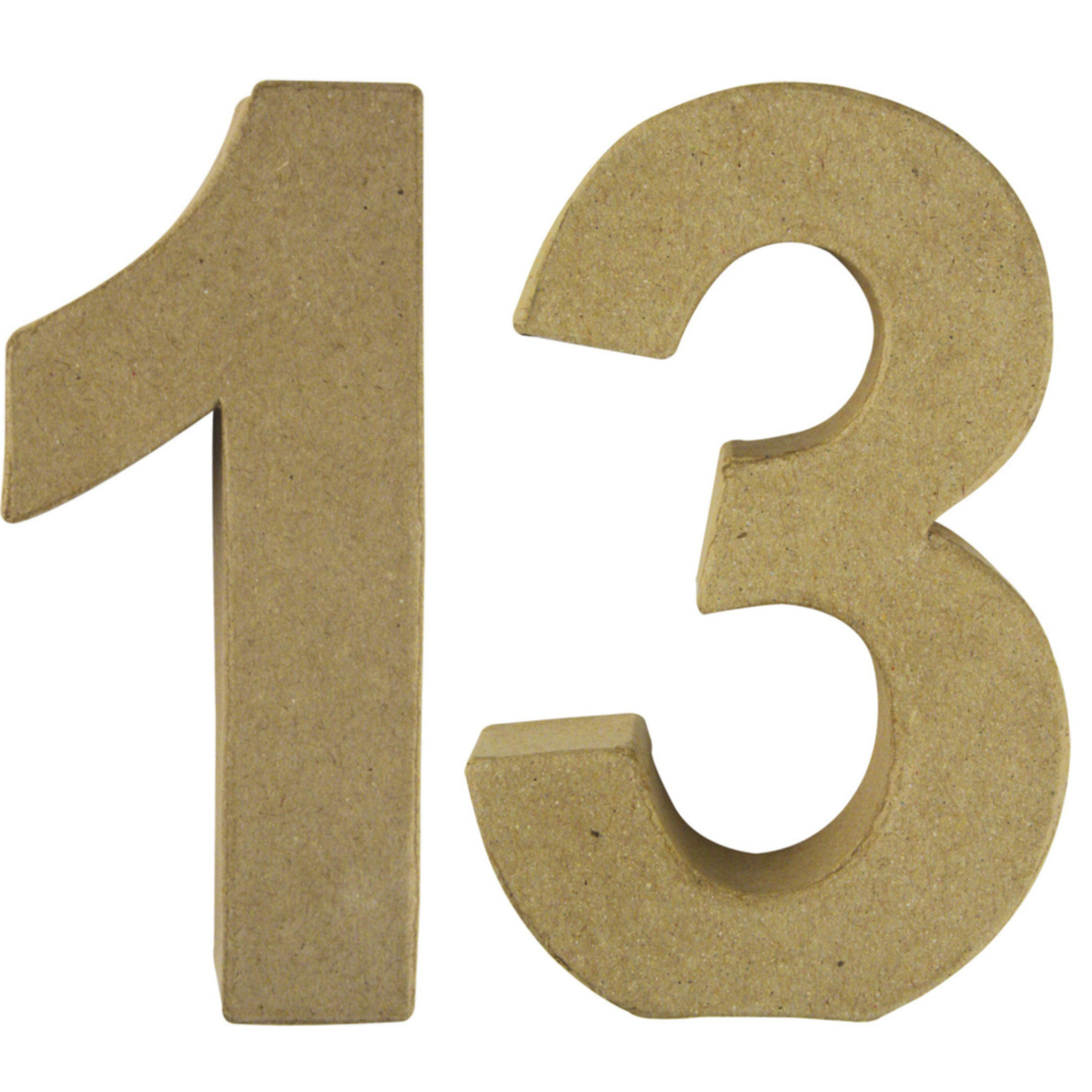 Leeftijd 13 jaar Papier mache 3D hobby knutsel cijfers setje van 15 x 9 x 3 cm -