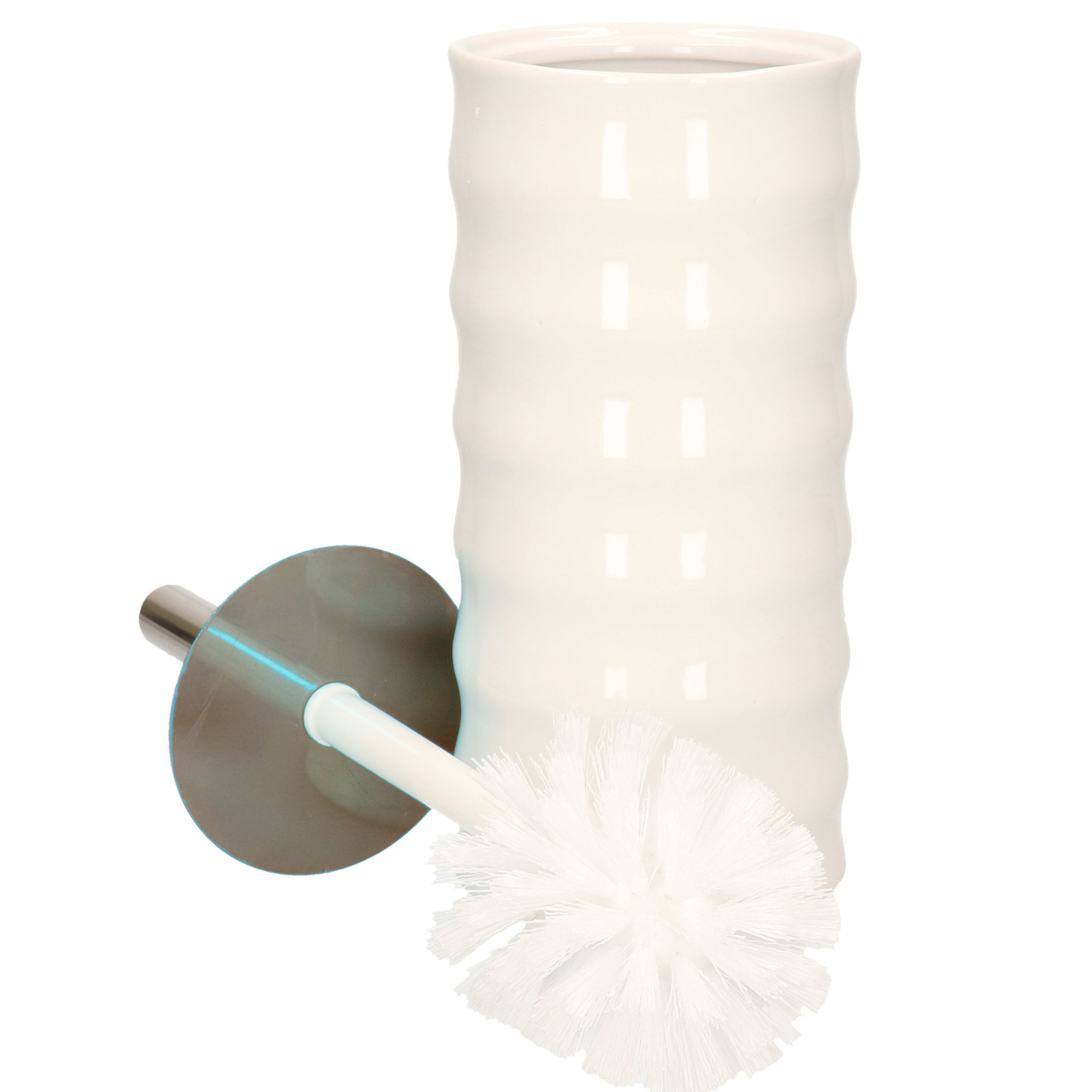 Toiletborstel/wc-borstel Elegance luxe serie keramiek wit 32 cm -