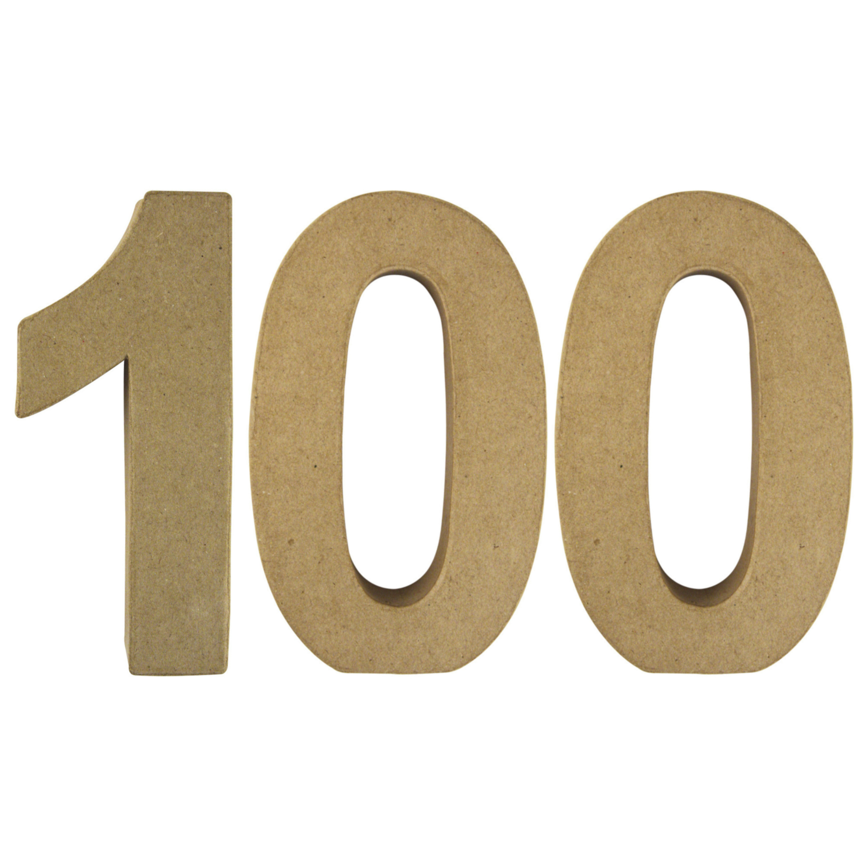 Leeftijd 100 jaar Papier mache 3D hobby knutsel cijfers setje van 15 x 9 x 3 cm -