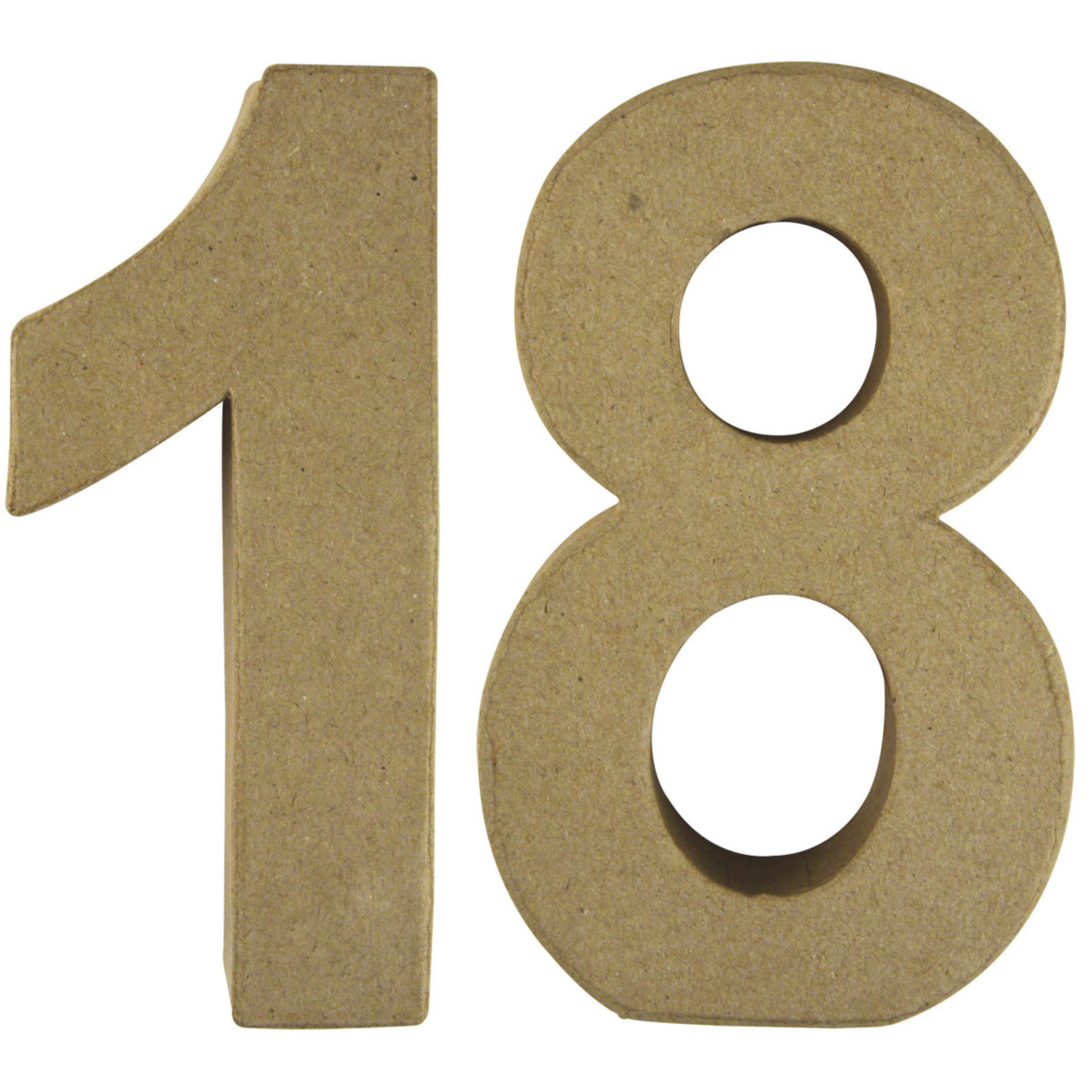 Leeftijd 18 jaar Papier mache 3D hobby knutsel cijfers setje van 15 x 9 x 3 cm -