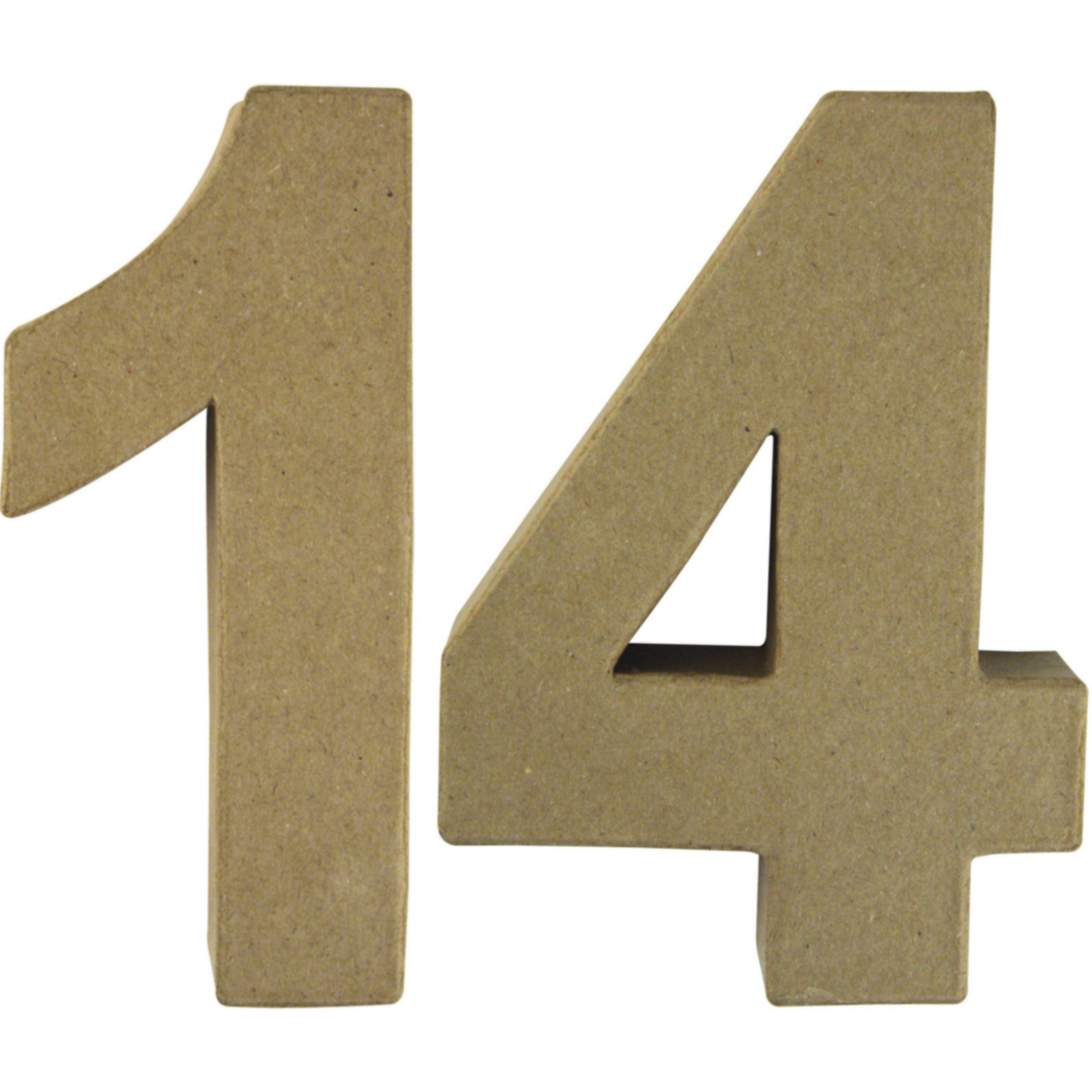 Leeftijd 14 jaar Papier mache 3D hobby knutsel cijfers setje van 15 x 9 x 3 cm -