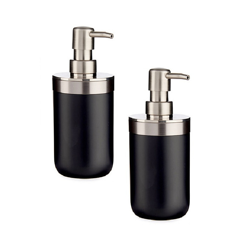 3x stuks zeeppompje/dispenser roestvrij metaal zwart/zilver 350 ml met formaat 9 x 8 x 17 cm -