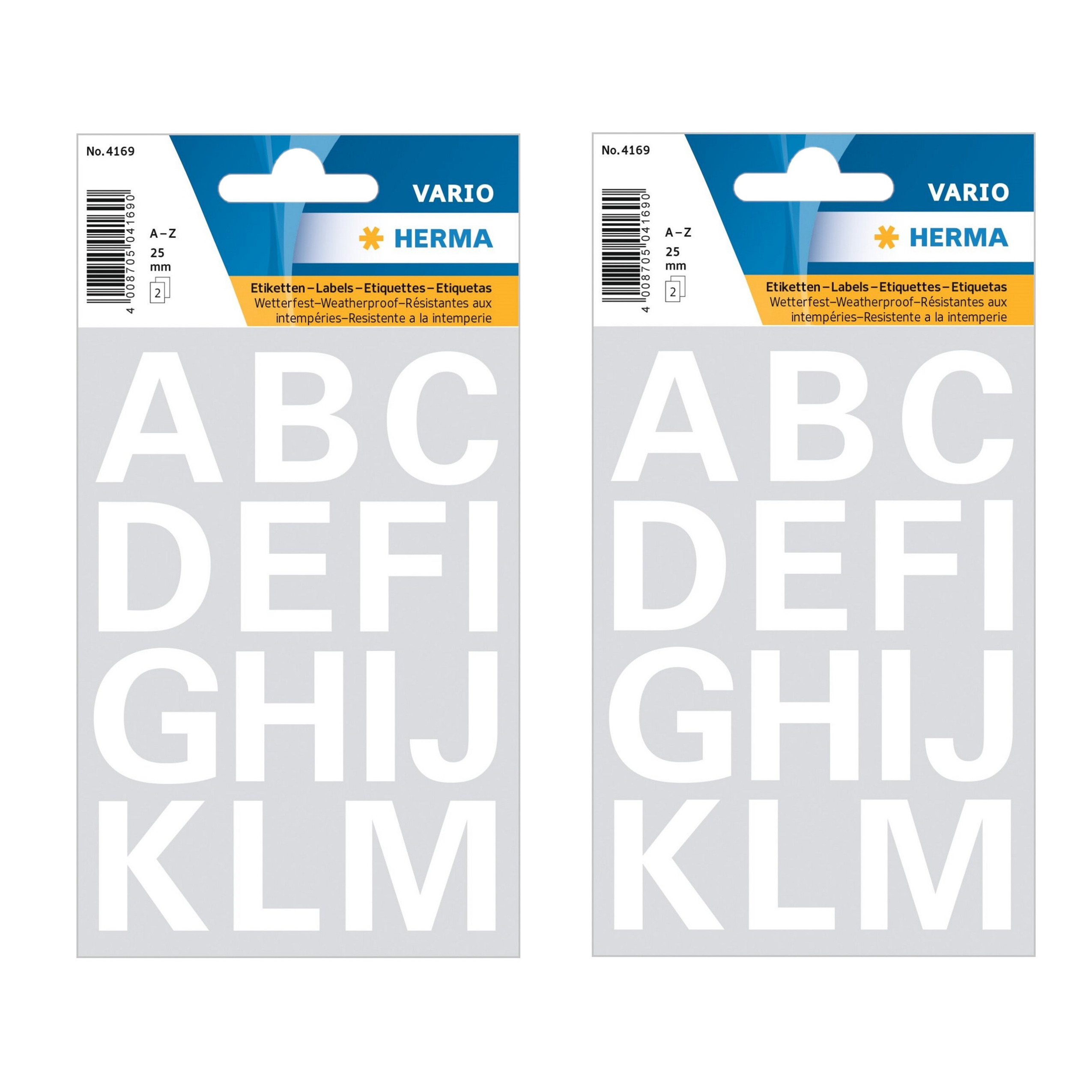 Stickervelletjes met 56x stuks A-Z alfabet plakletters stickers - wit - 25 mm -