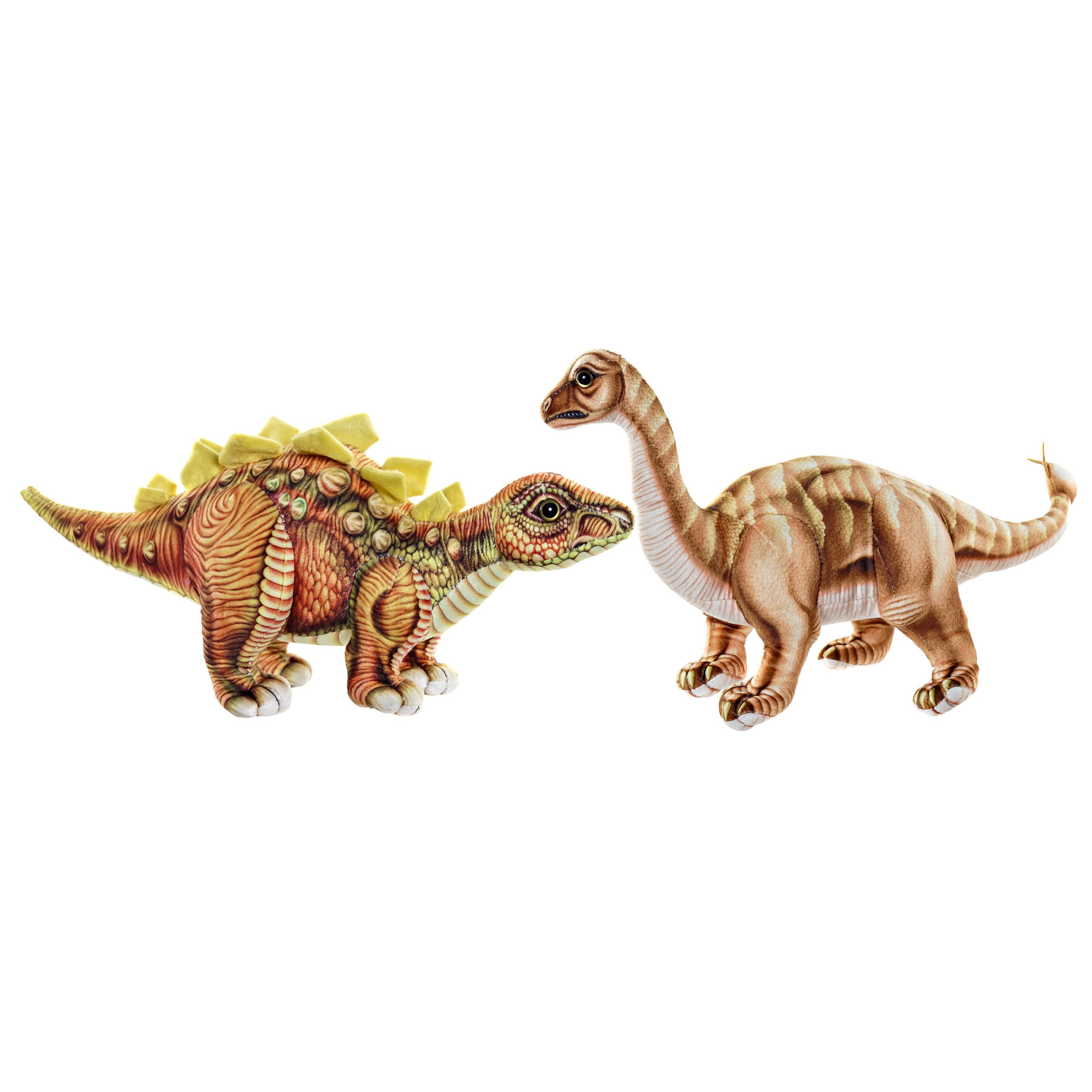 Set van 2x pluche speelgoed knuffels dinosaurussen Stegosaurus en Brontosaurus -