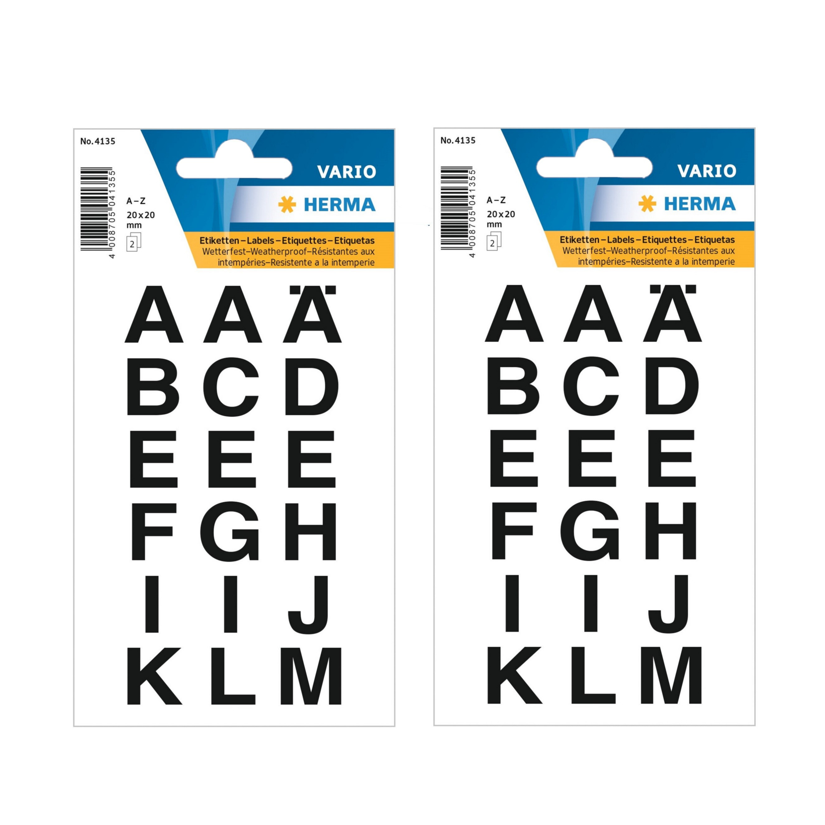 Stickervellen met 72x stuks alfabet plak letters A-Z zwart 20x20 mm -