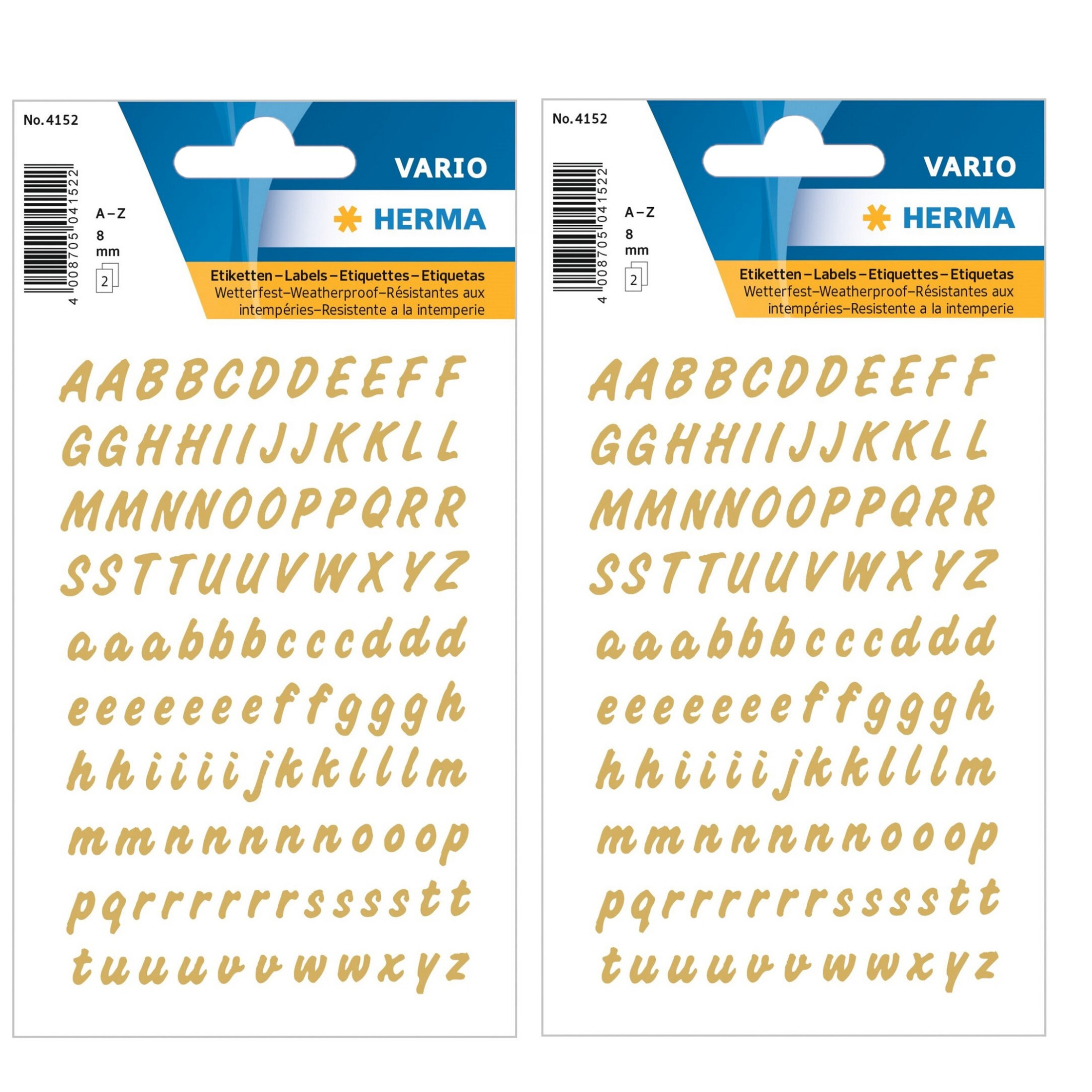 Alfabet plak letters A-Z Stickers - vellen met 440x stuks - goud/transparant - 8 mm -