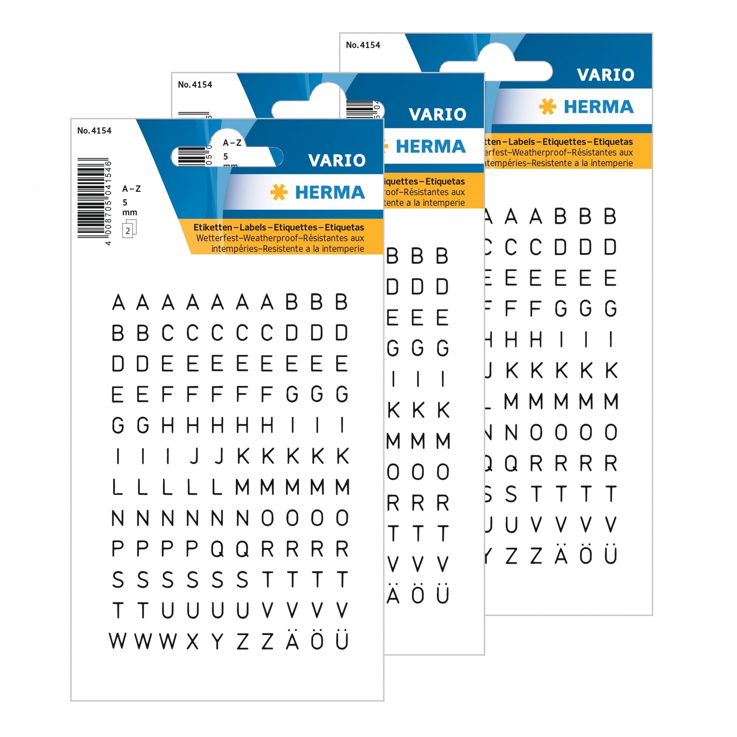 Stickers alfabet plak letters - 720x stuks - zwart/transparant - 5 mm - stickervel -