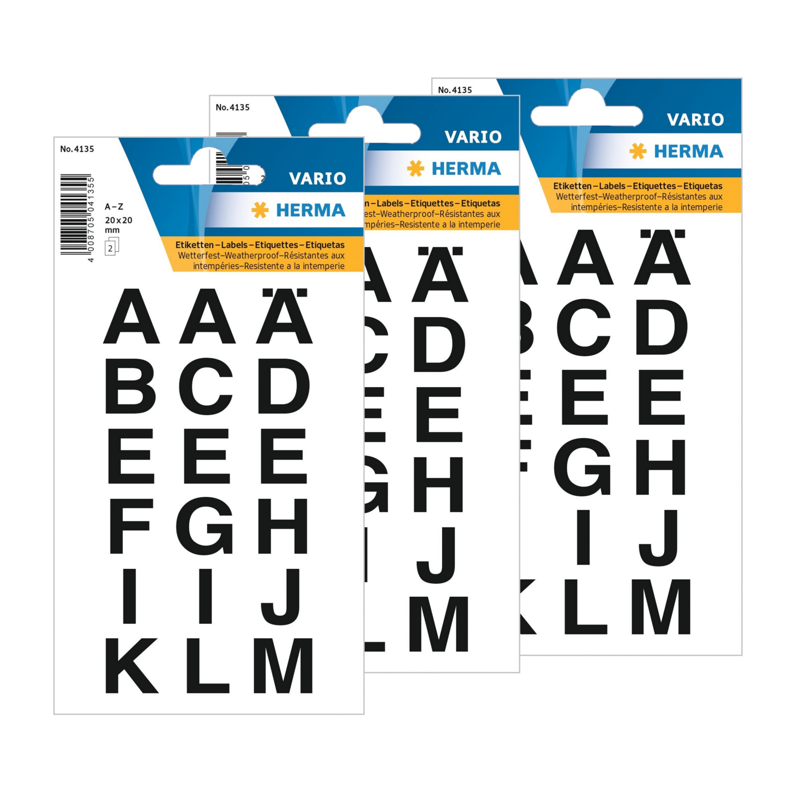 Stickervellen met 108x stuks alfabet plak letters A-Z zwart 20x20 mm -