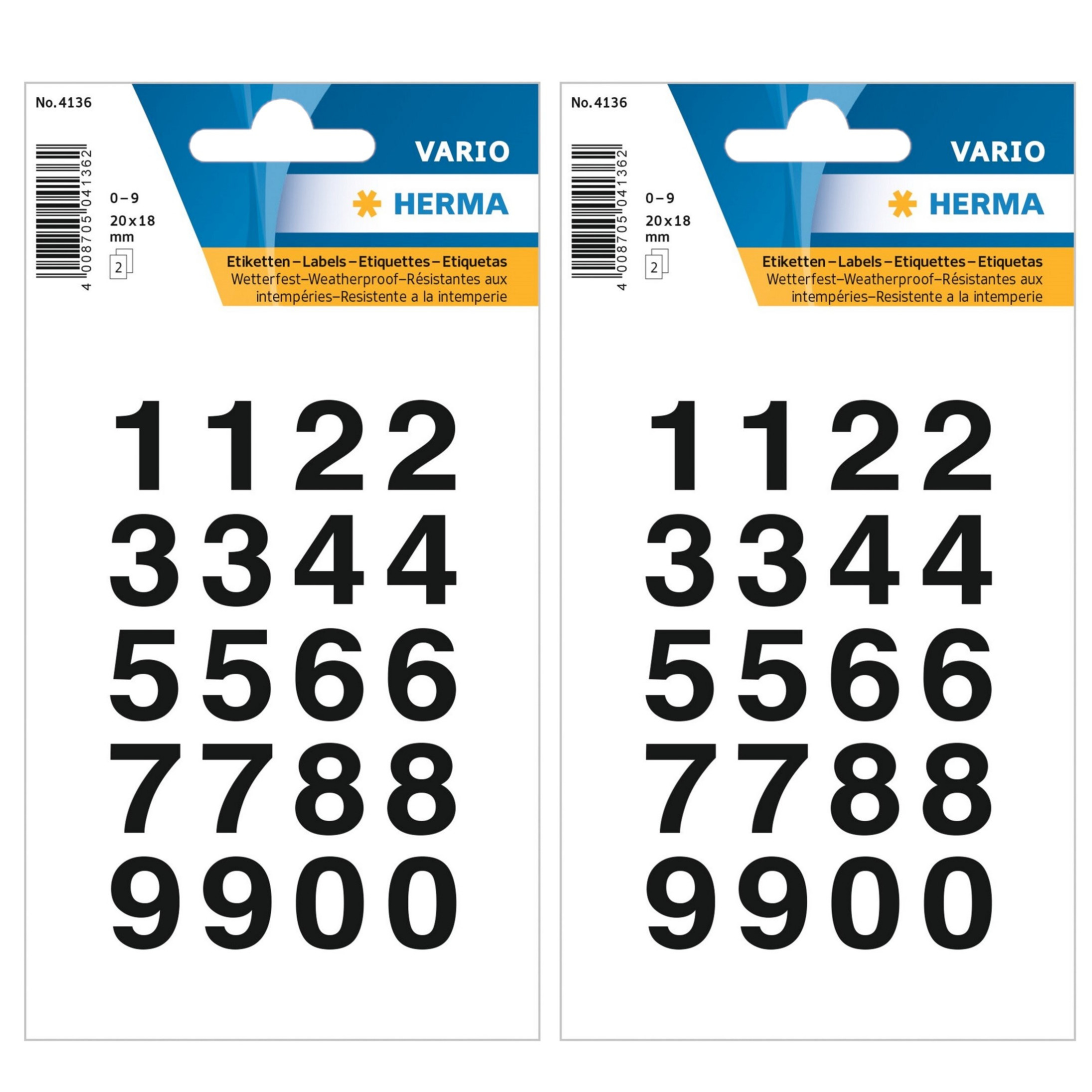 Stickervellen 80x plak cijfers/getallen 0-9 zwart/transparant 20x18 mm -