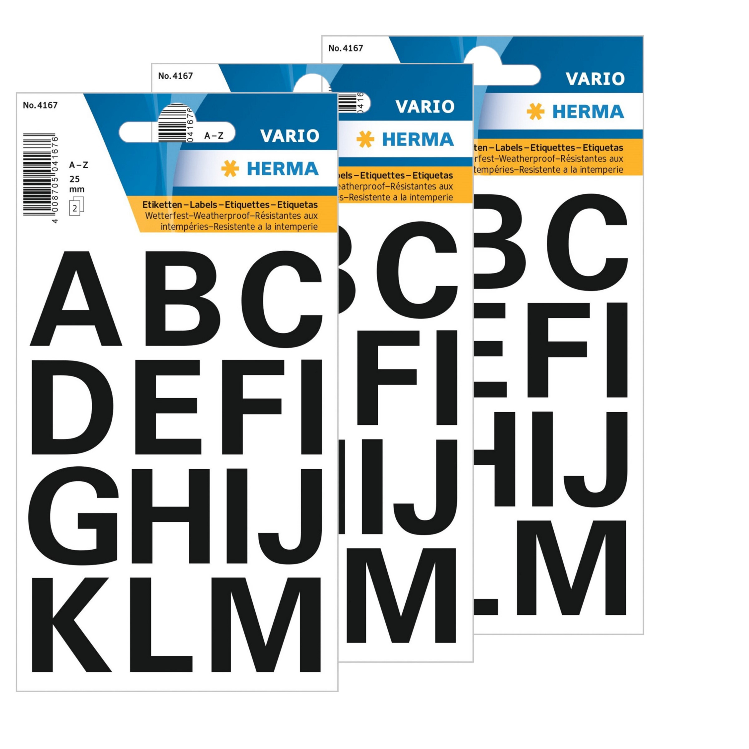 Stickervelletjes 84x alfabet plak letters A-Z zwart 25 mm -
