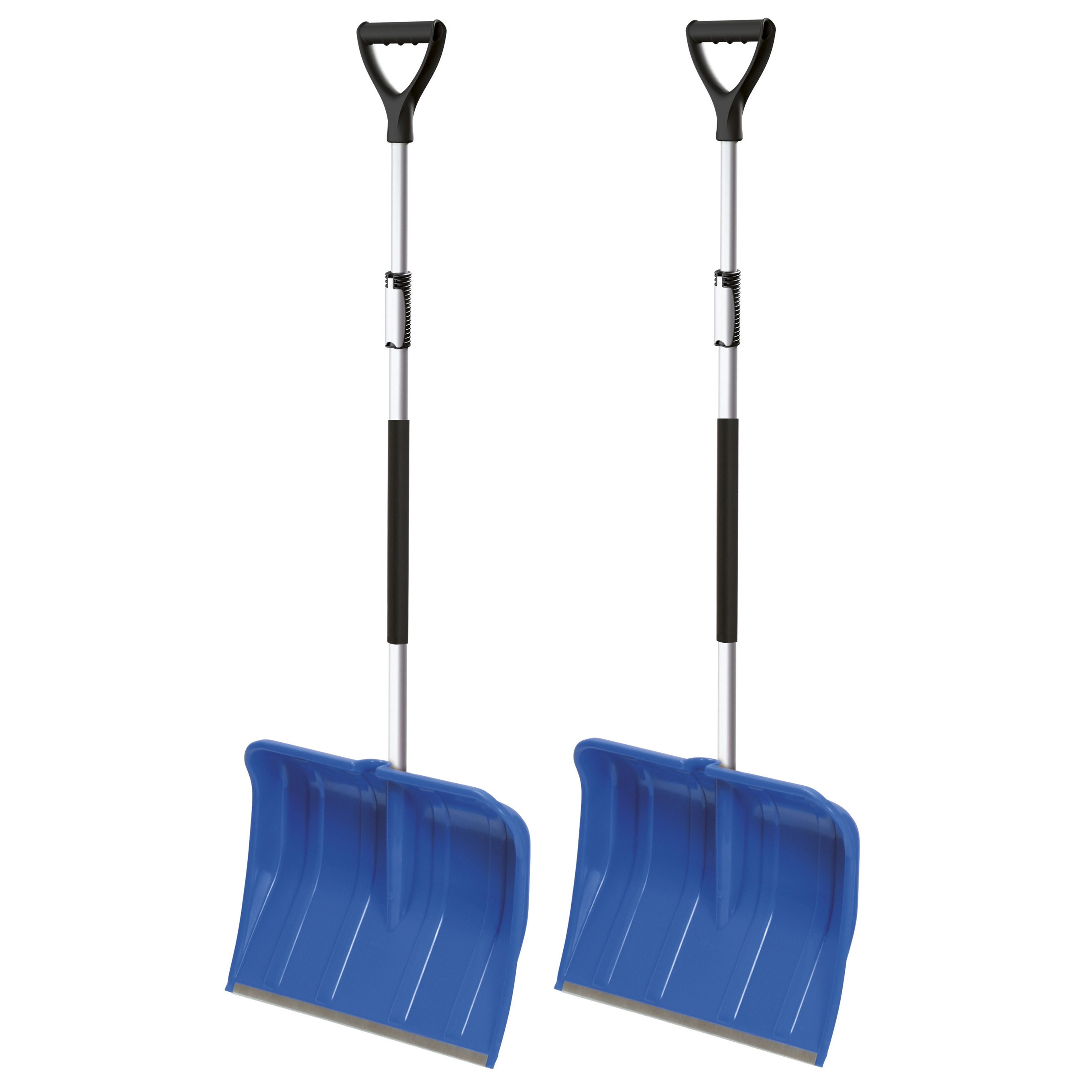 2x stuks sneeuwscheppen/sneeuwschuivers blauw telescopische steel 122 - 160 cm -