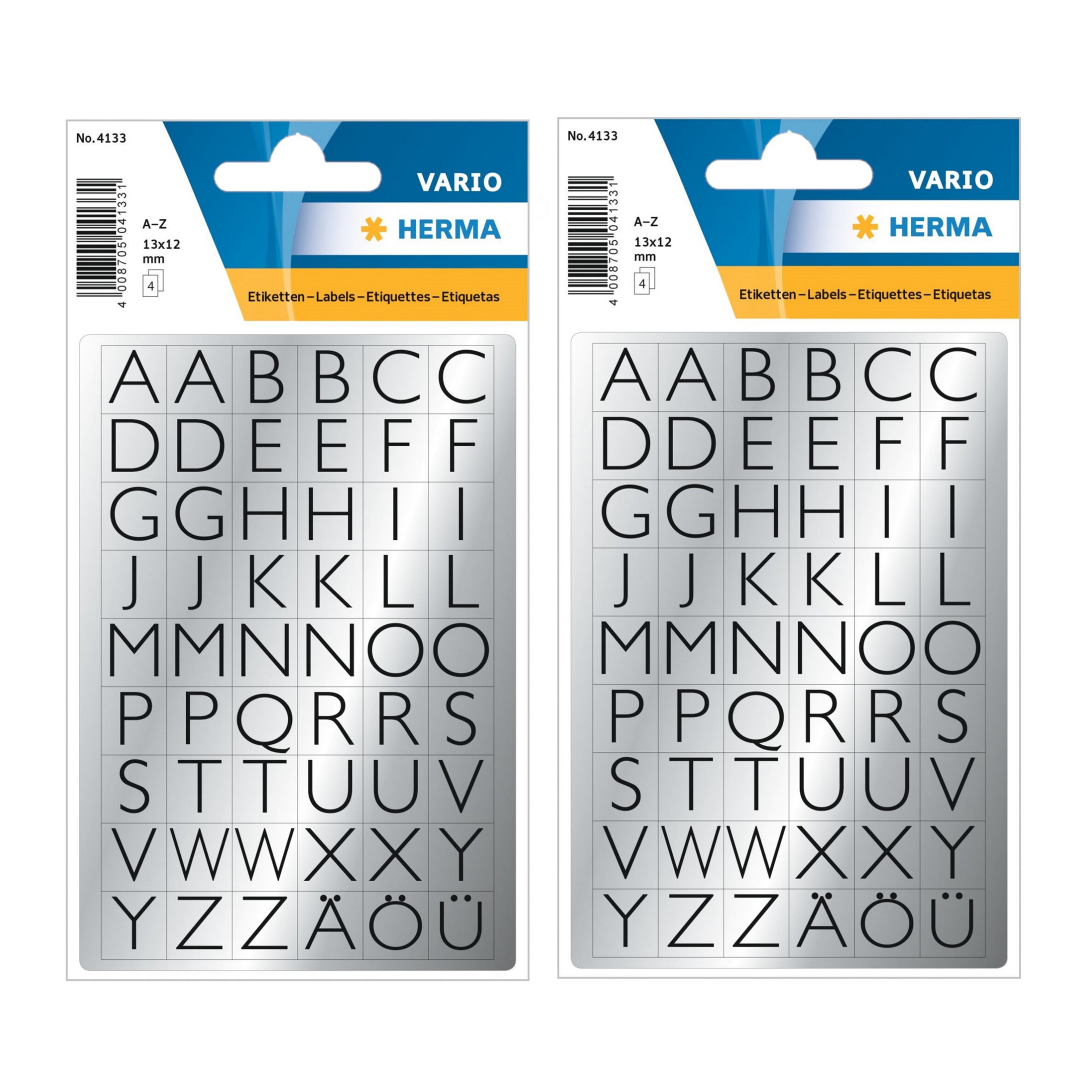 Stickervelletjes met 432x stuks alfabet plak letters zwart/zilver 13x12 mm -