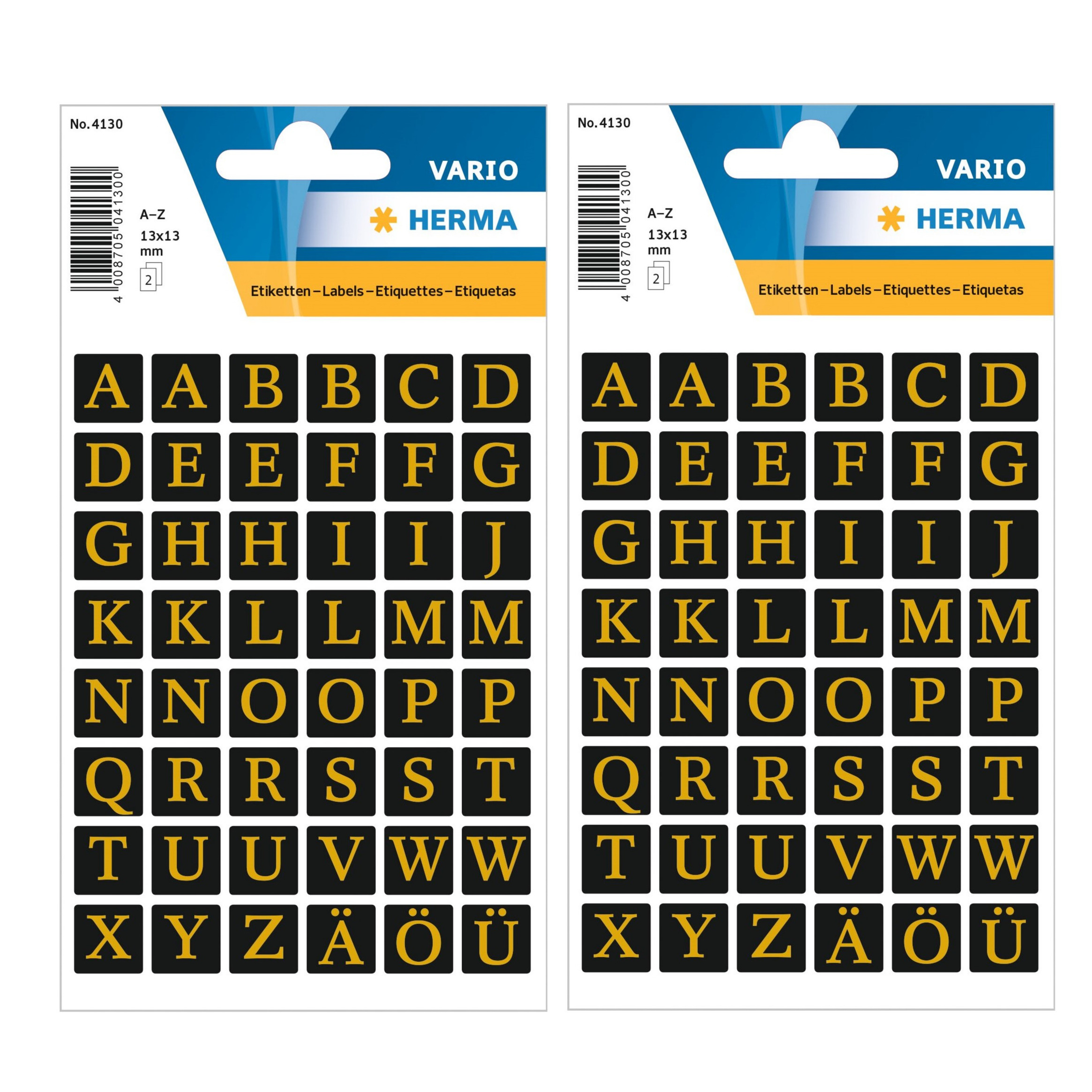 Stickervelletjes met 192x stuks alfabet plak letters zwart/goud 13x13 mm -