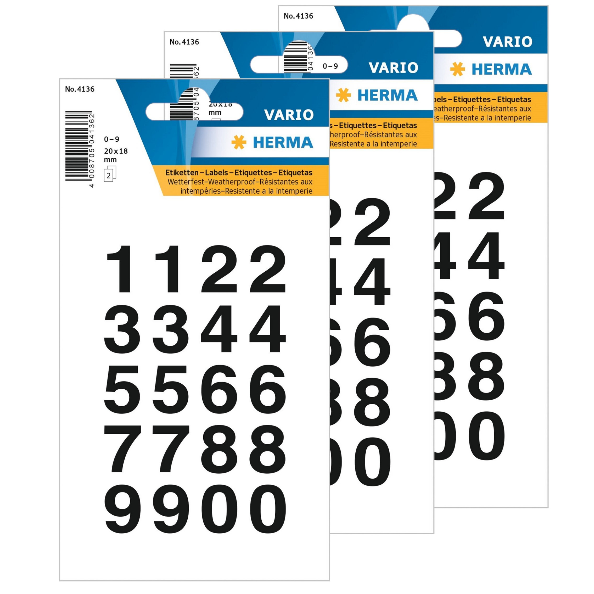 Stickervellen 120x plak cijfers/getallen 0-9 zwart/transparant 20x18 mm -