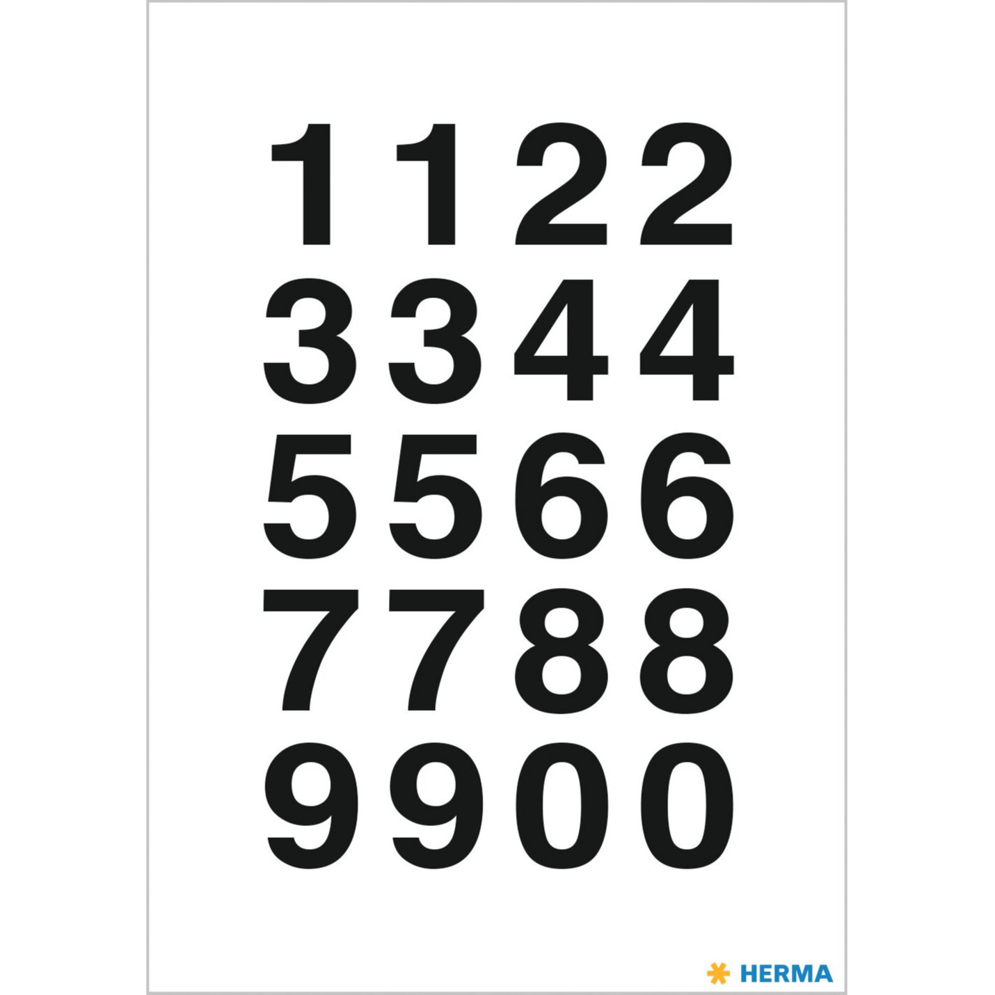 Stickervellen 40x plak cijfers/getallen 0-9 zwart/transparant 20x18 mm -