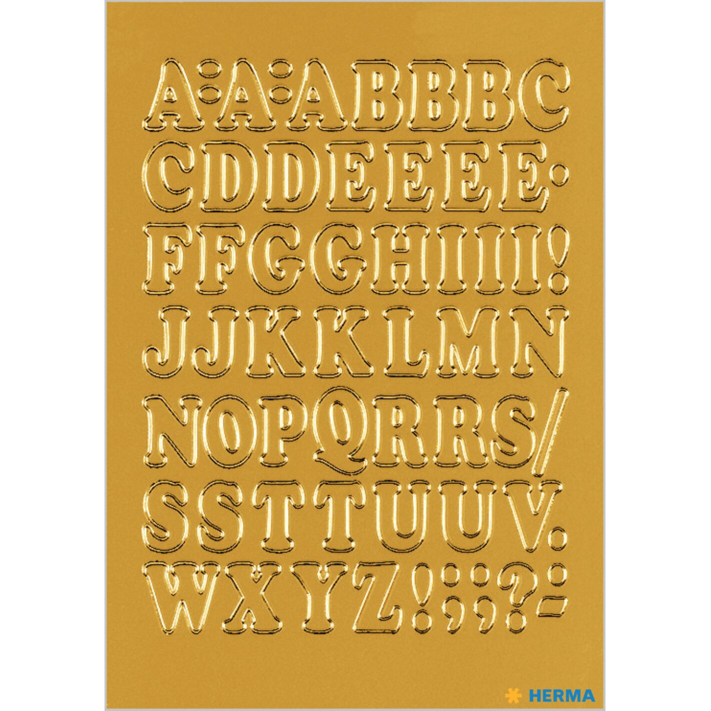 Stickervellen 54x stuks plak letters alfabet A-Z - goud/folie - 12 mm - zelfklevend -