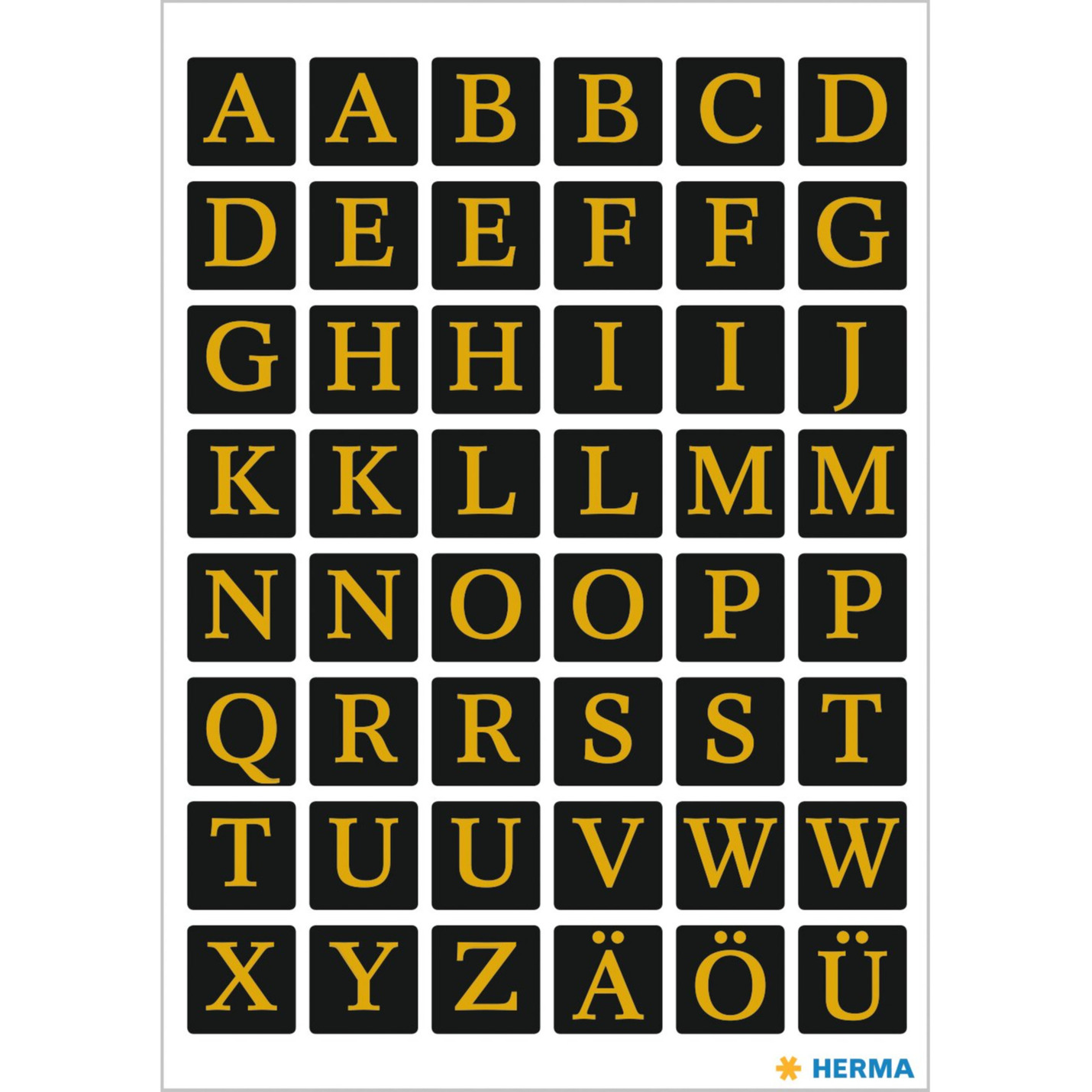 Stickervelletjes met 96x stuks alfabet plak letters zwart/goud 13x13 mm -