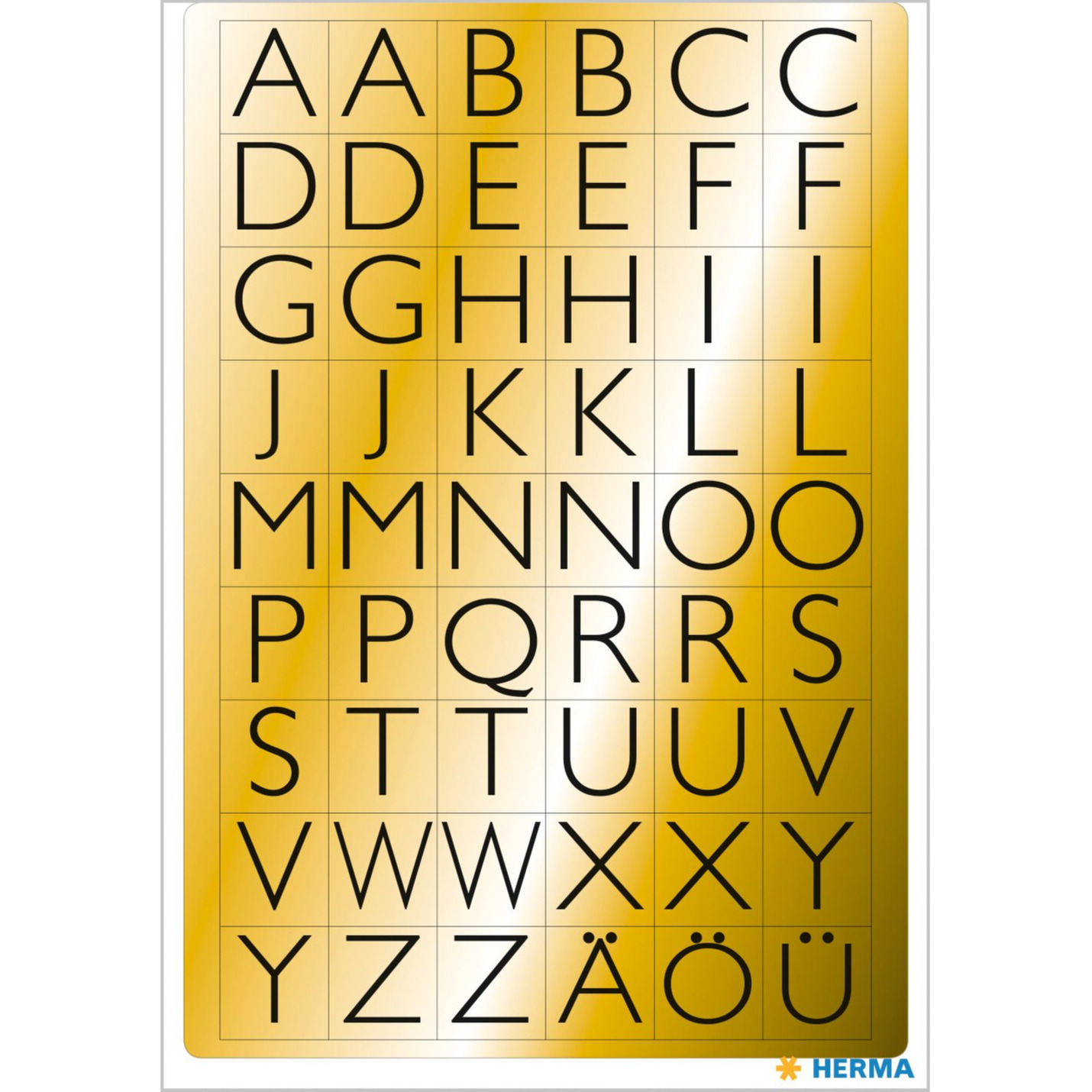 Stickervelletjes met 216x stuks alfabet plak letters A tot Z zwart/goud 13x12 mm -