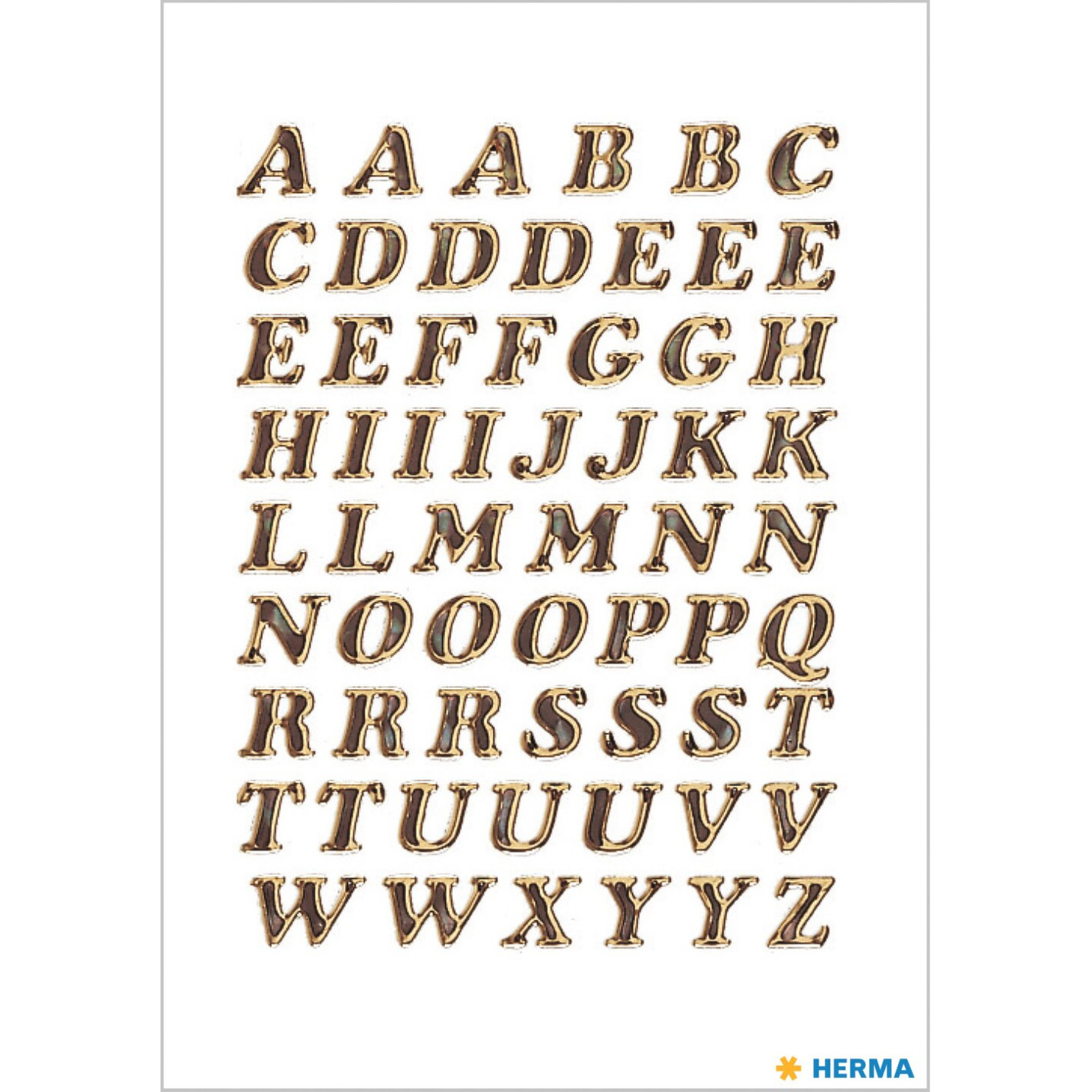 Herma Stickervelletjes met 61x stuks plak letters - alfabet A tot Z - goud/folie - 8 mm -