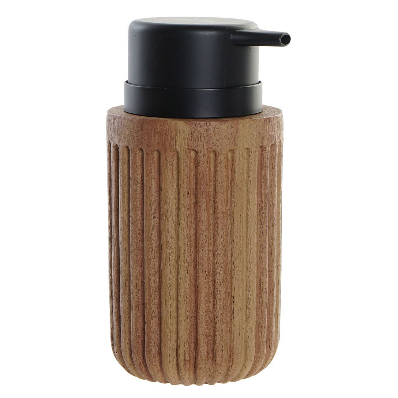 Zeeppompje/zeepdispenser hout look chocolade bruin kunststof 350 ml -