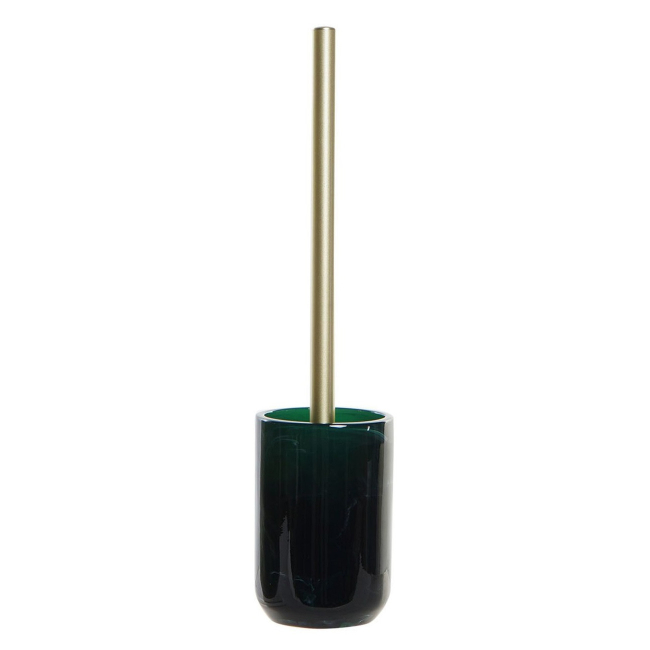 Toiletborstel groen met marmer look houder van polyresin 37 cm -