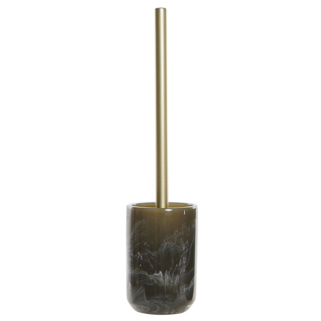 Toiletborstel taupe met marmer look houder van polyresin 37 cm -