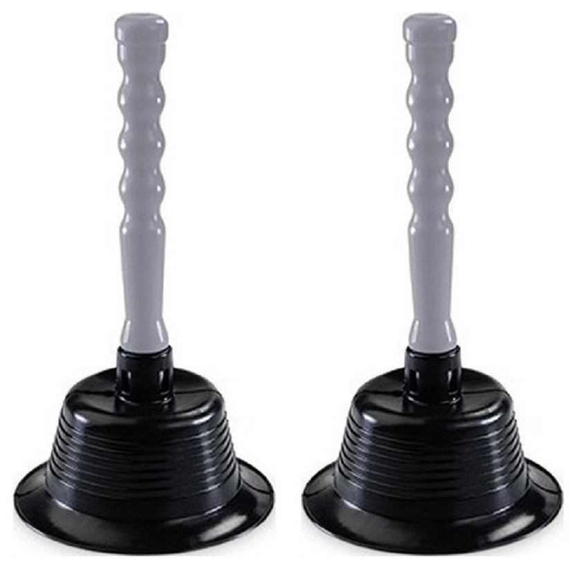 2x stuks zwart/grijze toilet/gootsteen ontstoppers ploppers 15 x 27 cm -