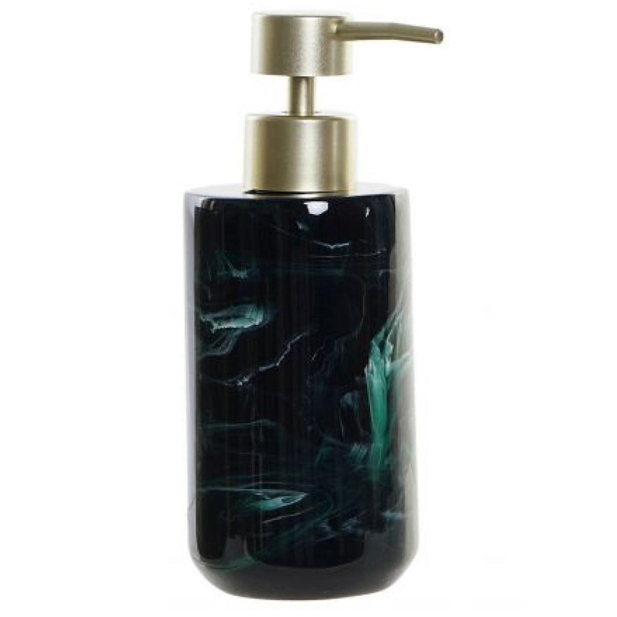 Zeeppompje/zeepdispenser marmer look donkergroen kunststof 300 ml -
