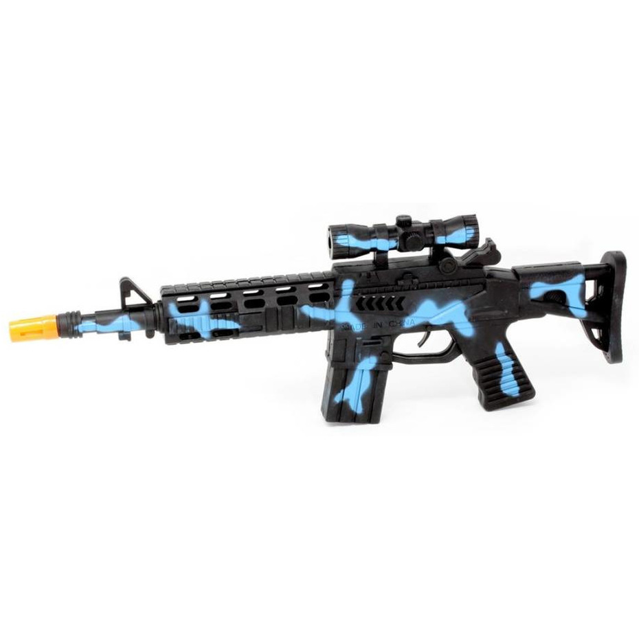 Speelgoed machinegeweer - met licht en geluid - blauw - 40 cm - speelgoed geweer -