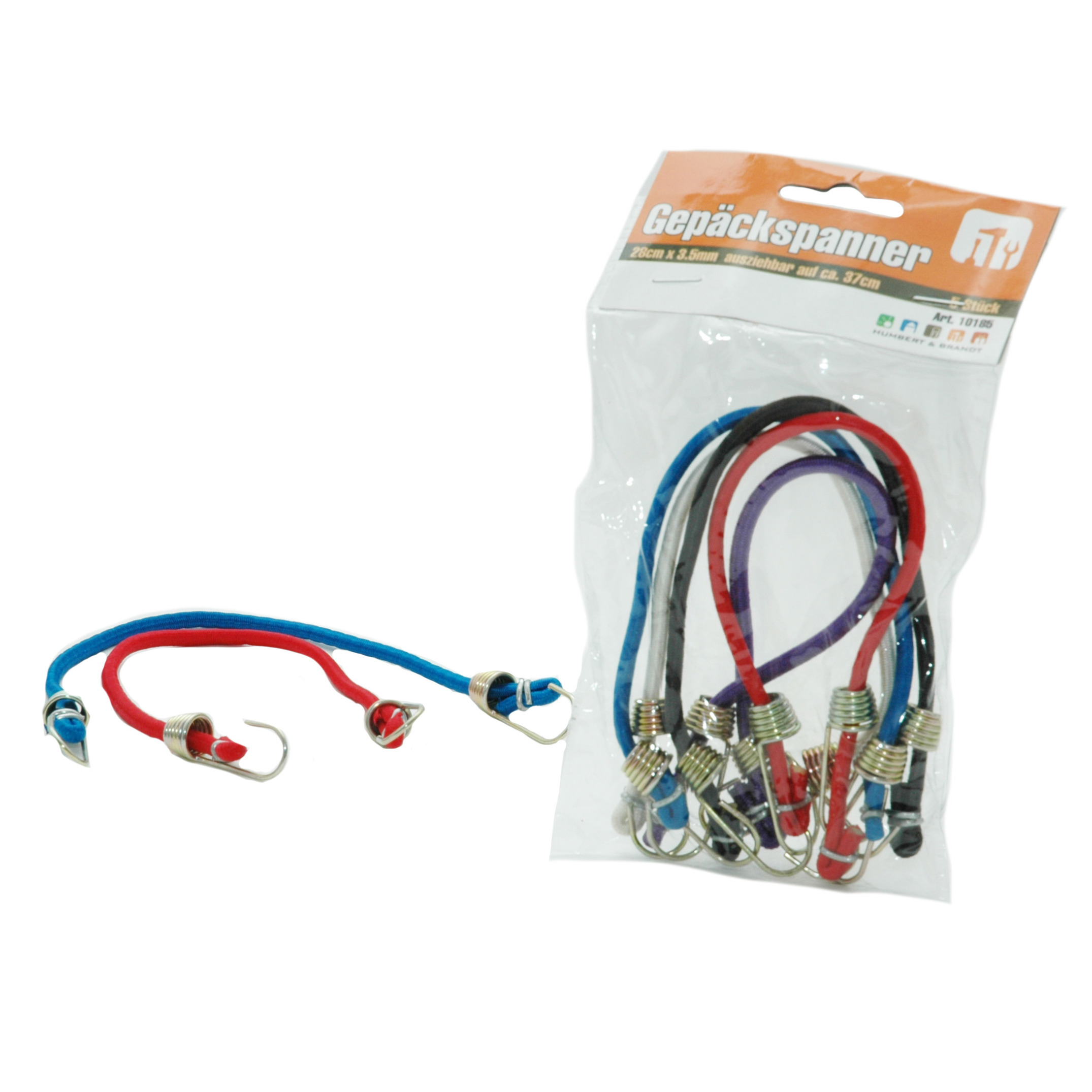 Set van 5x stuks bagagespin/snelbinders 28 cm gekleurd -