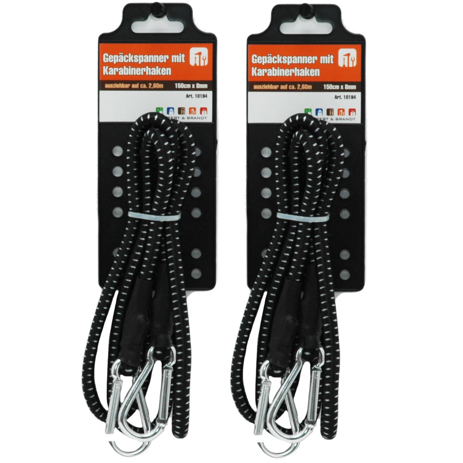 Bagagespin - 2x stuks - snelbinders - 250 cm met karabijnhaken - Spanelastieken met haken -