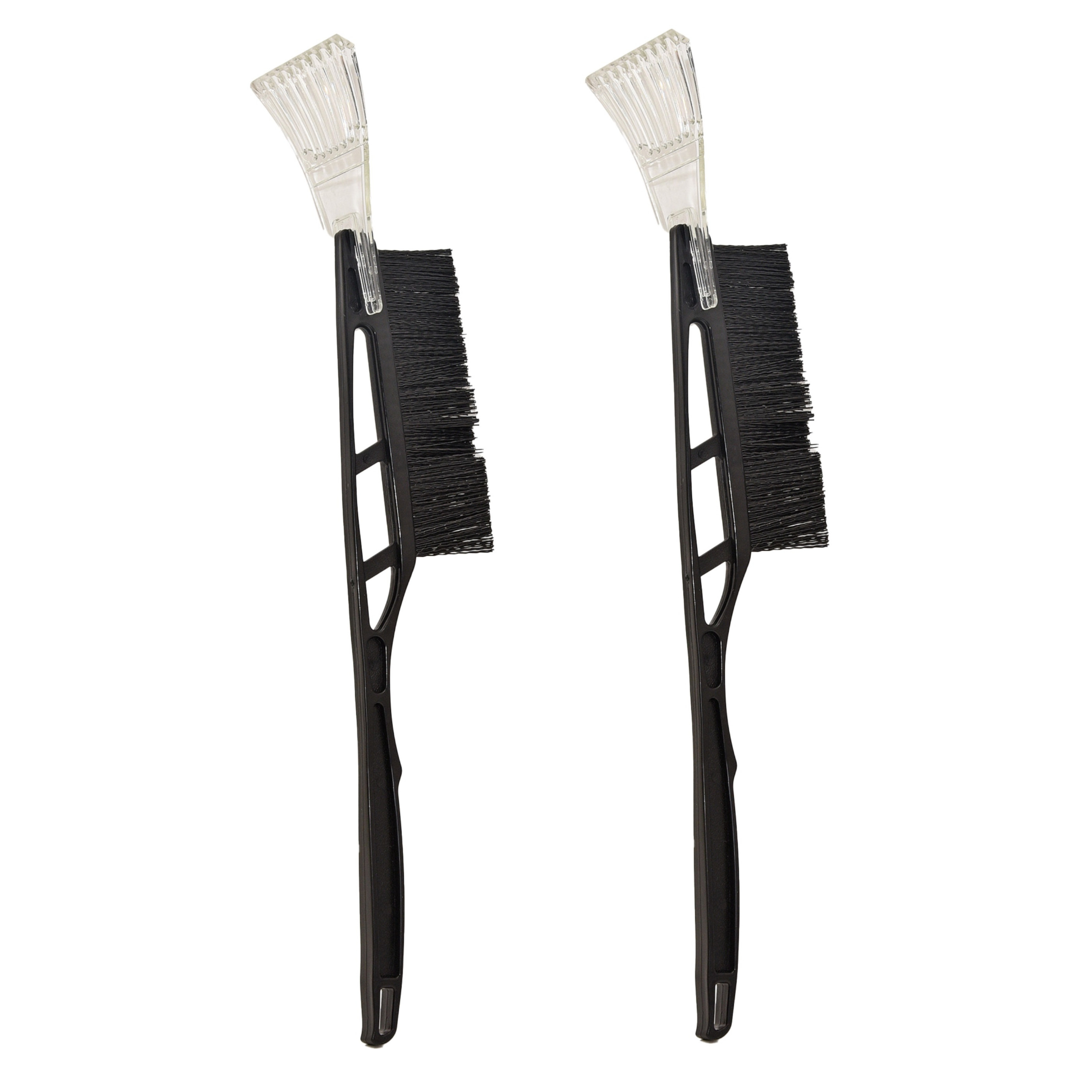 2x stuks kunststof ijskrabber/raamkrabber zwart met borstel 52 cm -
