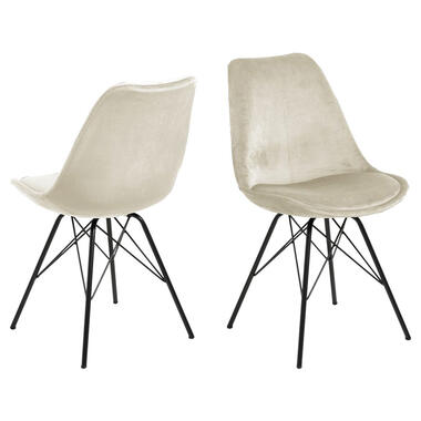 Eetkamerstoel Bonn (2 stuks) - velvet - zand - Leen Bakker