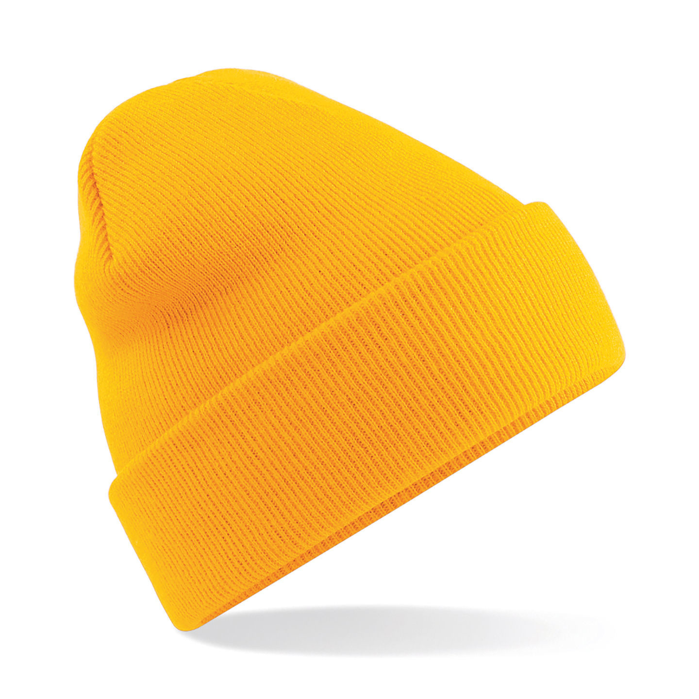 Dames/heren beanie wintermuts - 100% soft Acryl - goud geel - Super soft - Bgold yellowe omslag band One size -