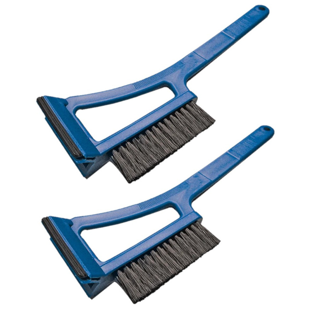 2x stuks ijskrabber/raamkrabber blauw kunststof met borstel en trekker 36 x 12 cm -