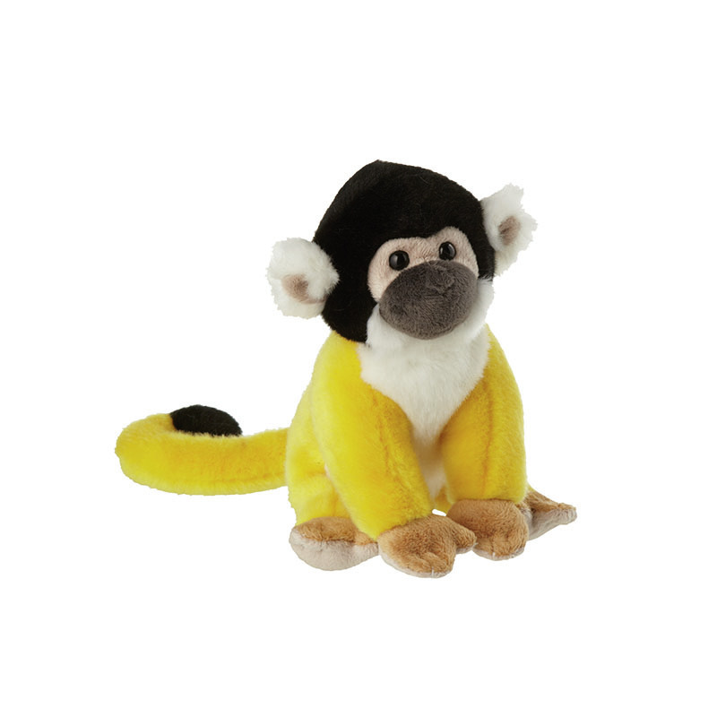 Nature Planet pluche knuffel Squirrel aapje - 18 cm - geel/zwart - apen knuffeldieren -