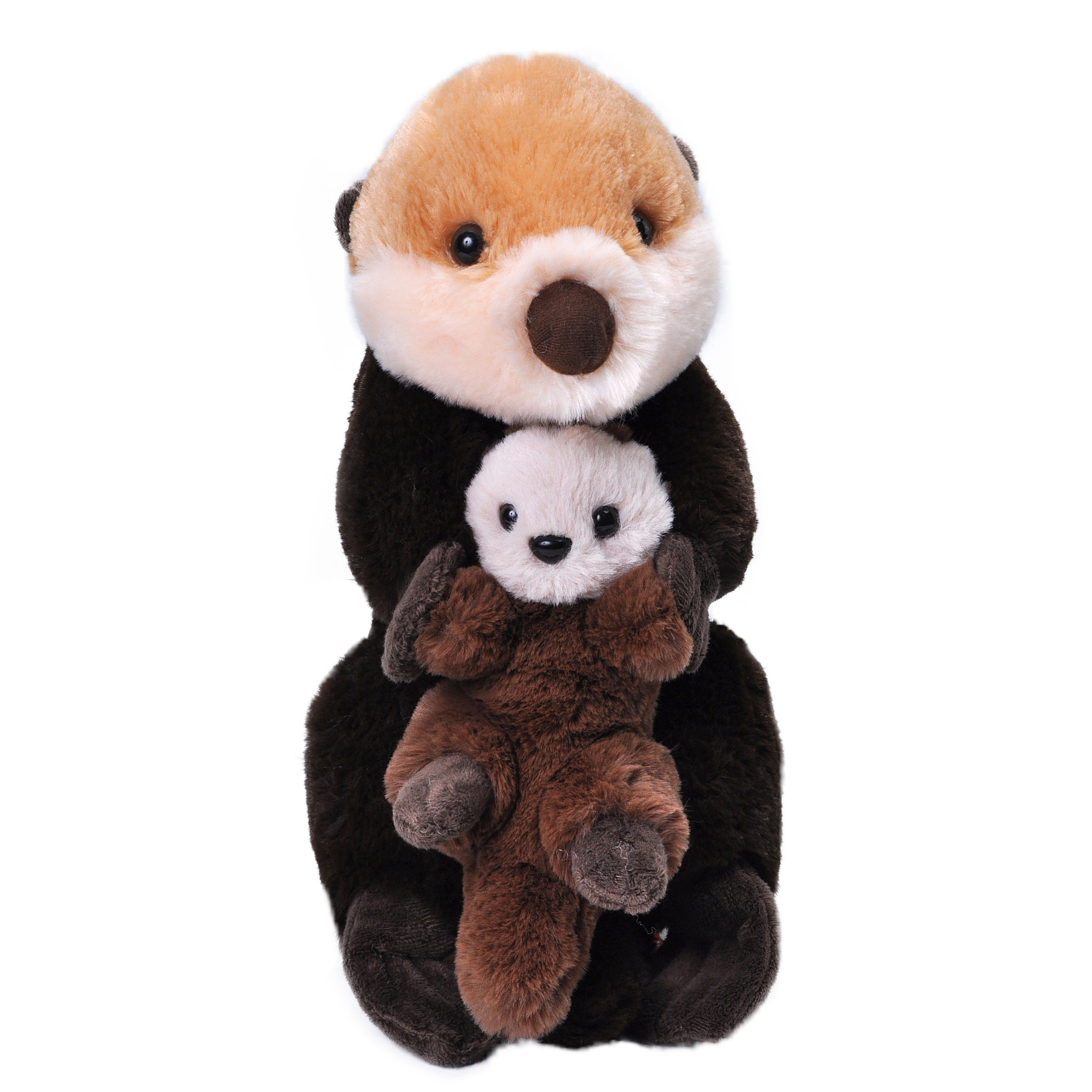 Pluche knuffel dier familie zee otters - bruin - 36 cm - Wildlife speelgoed beesten - Moeder/kind -