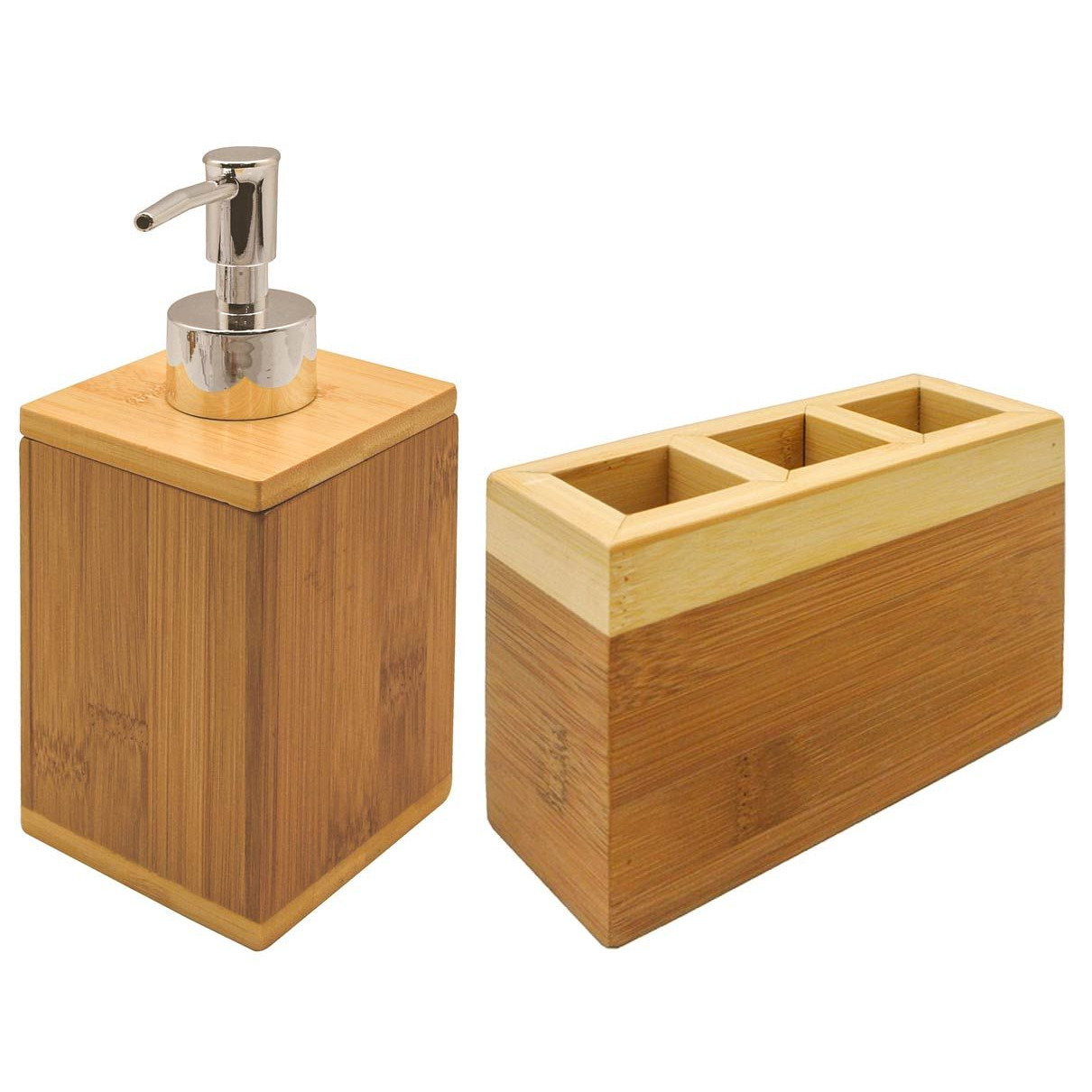 Badkamerset 2-delig bamboe hout 13 cm -